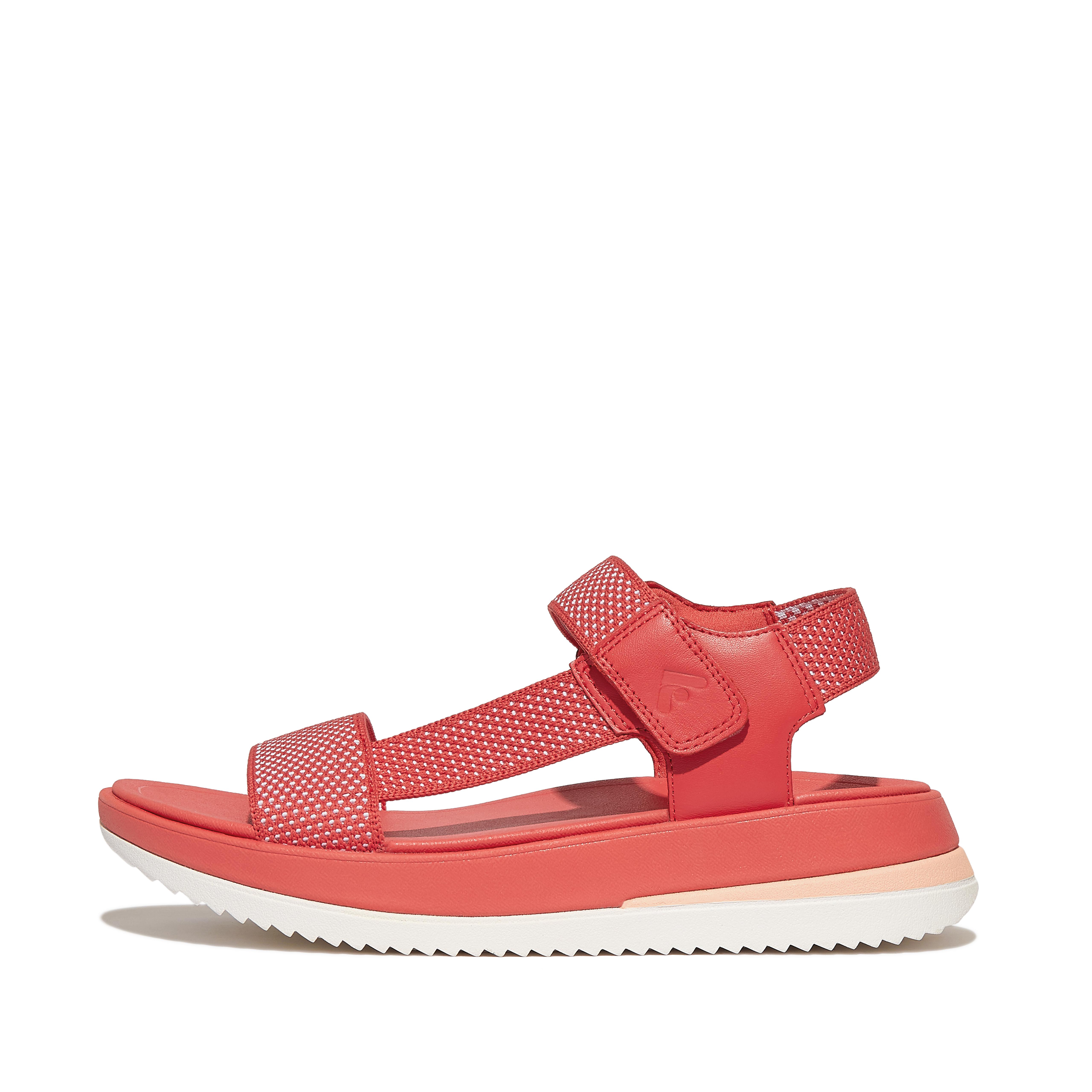 Fitflop Two-Tone Sports-Webbing/Leather Back-Strap Sandals,rosy coral