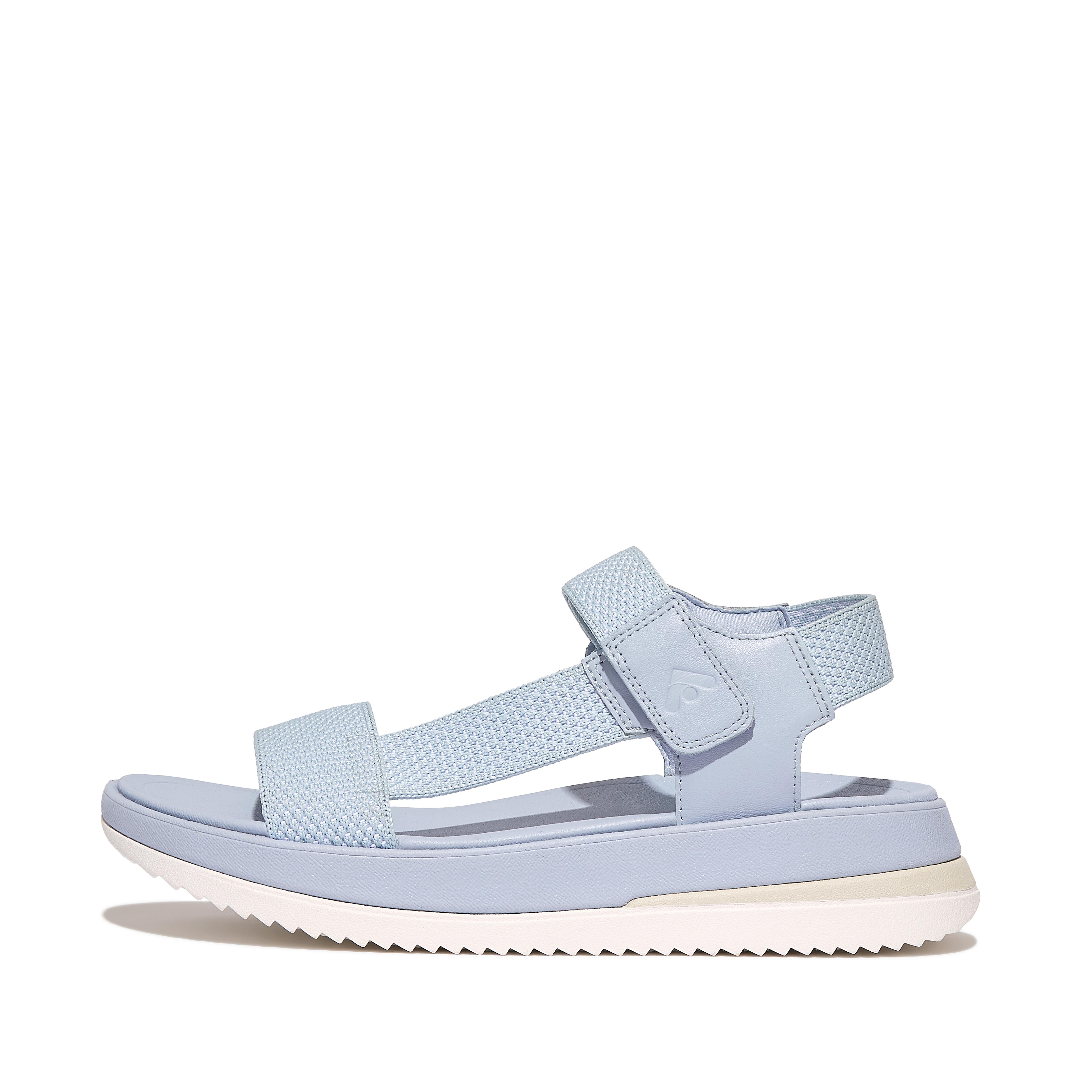 Fitflop Two-Tone Sports-Webbing/Leather Back-Strap Sandals,skywash blue