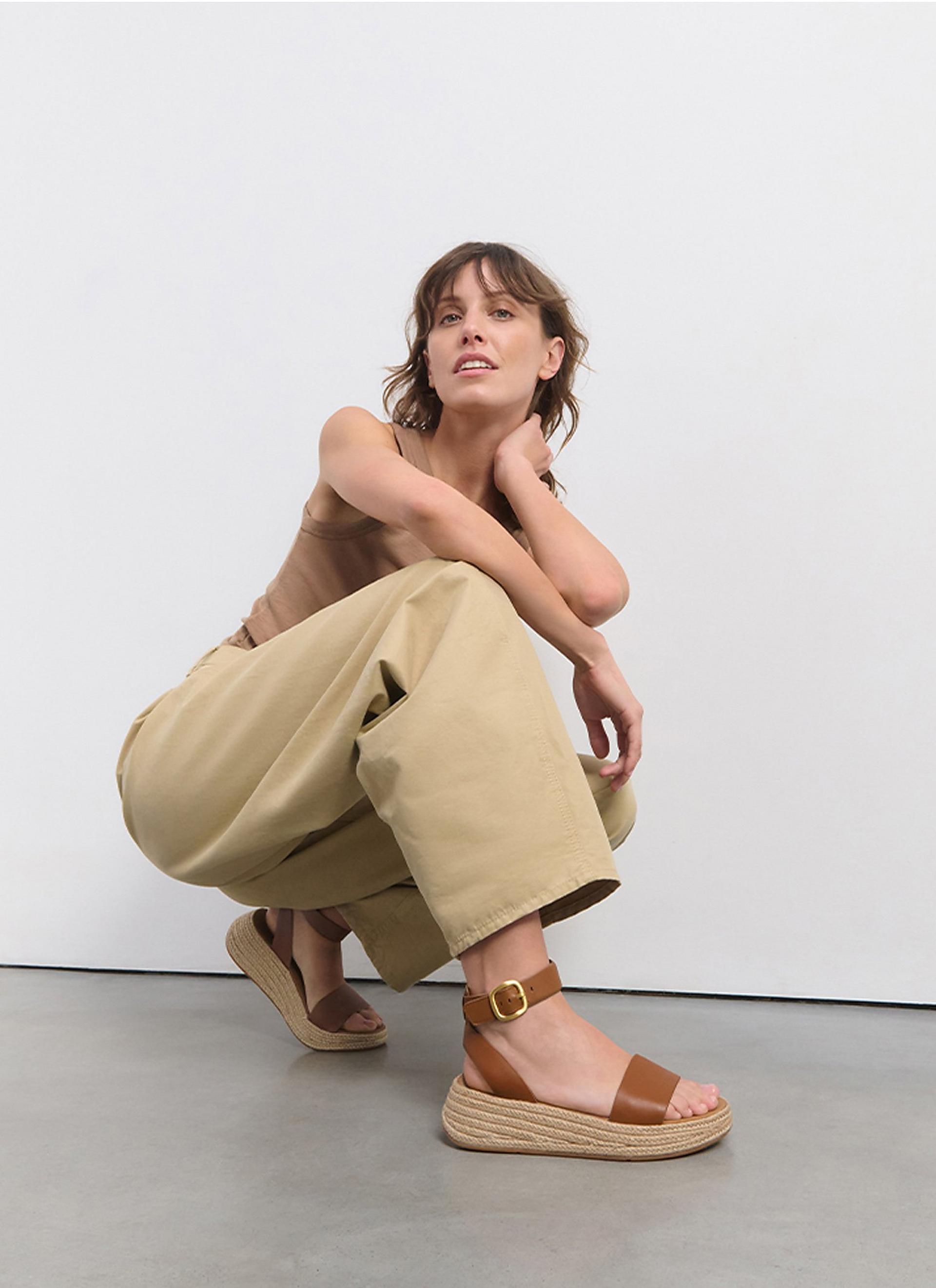 woman wearing espadrilled sandals