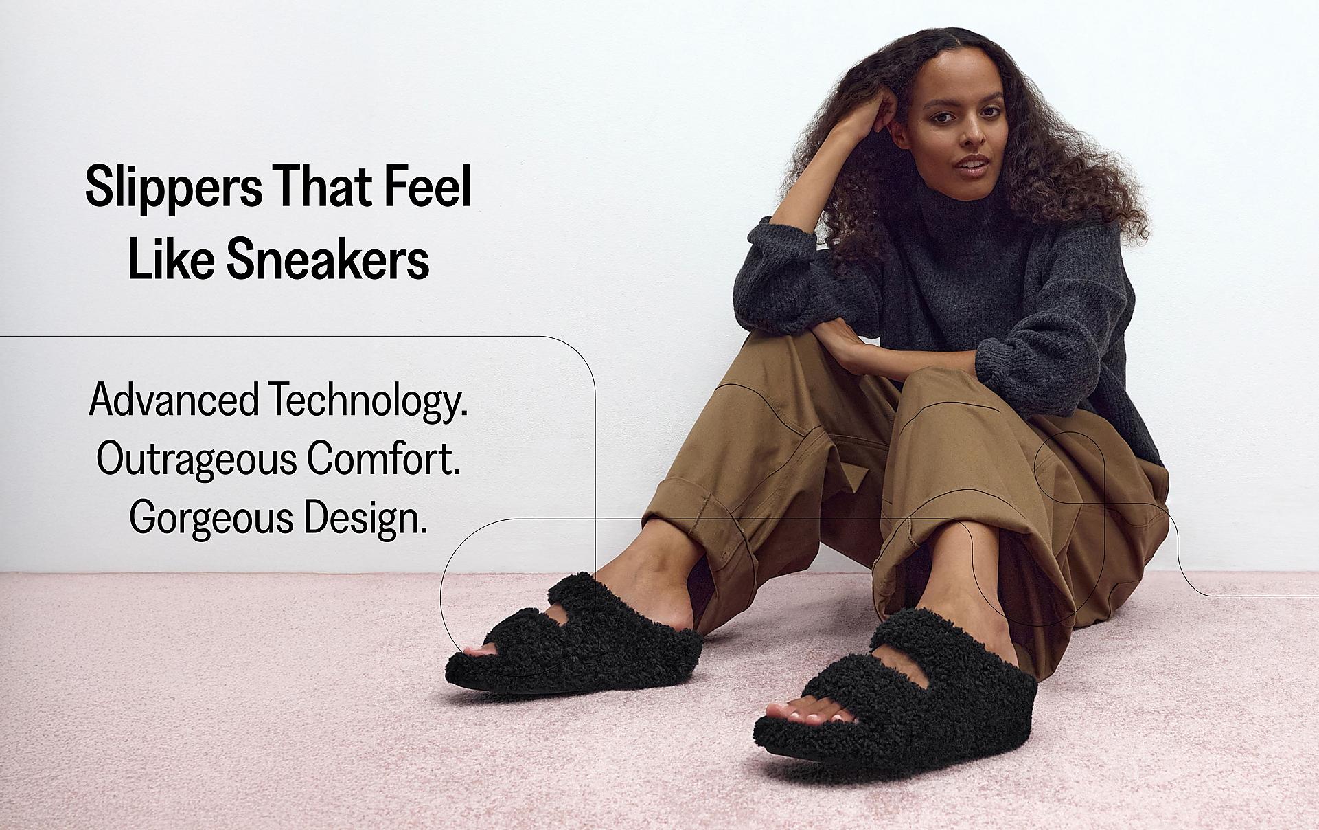 SHUV Curly-Shearling Two-Bar Slides