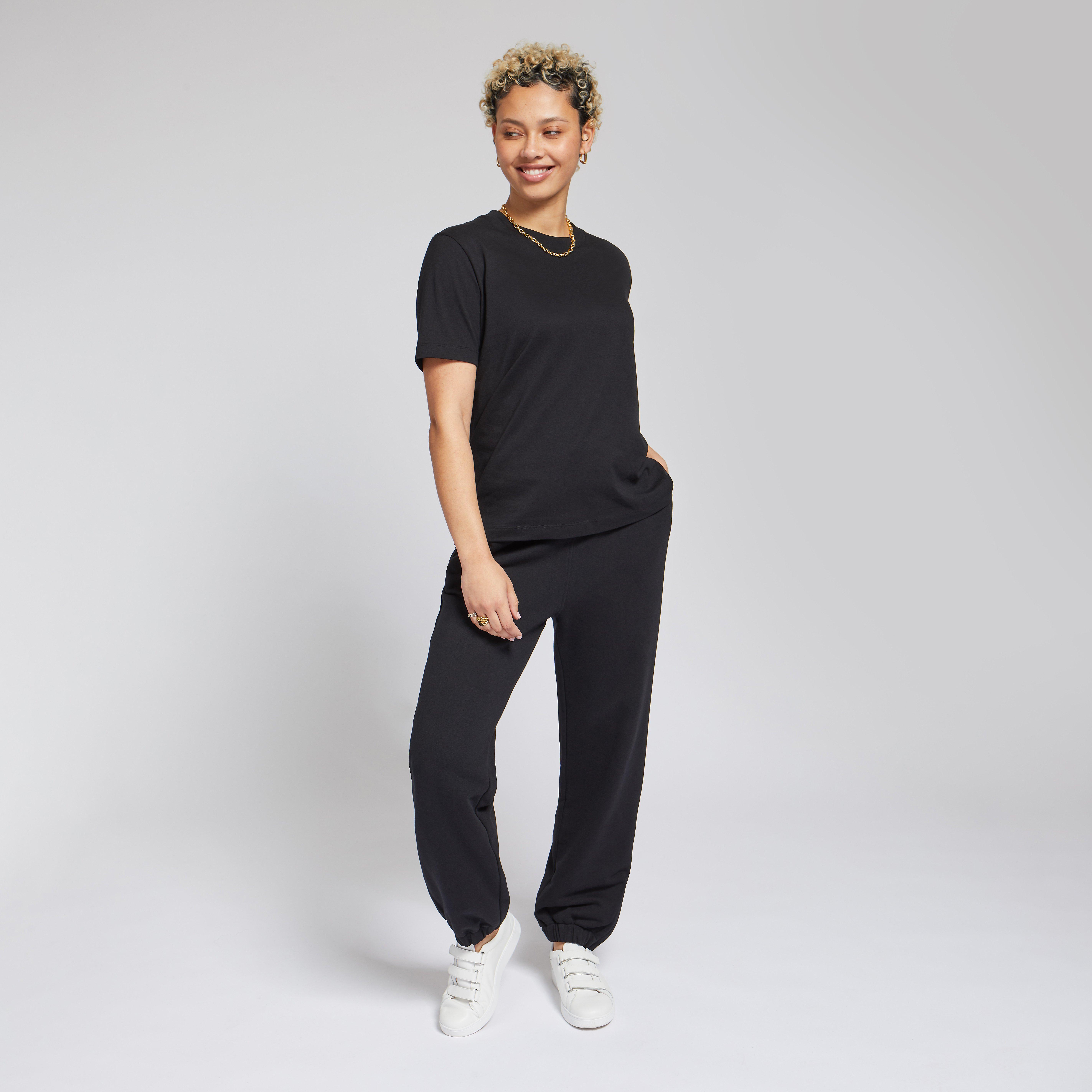 FitFlop BASIC THREADS Crew T-Shirt Cotton, Outlet, Black, Size: Large
