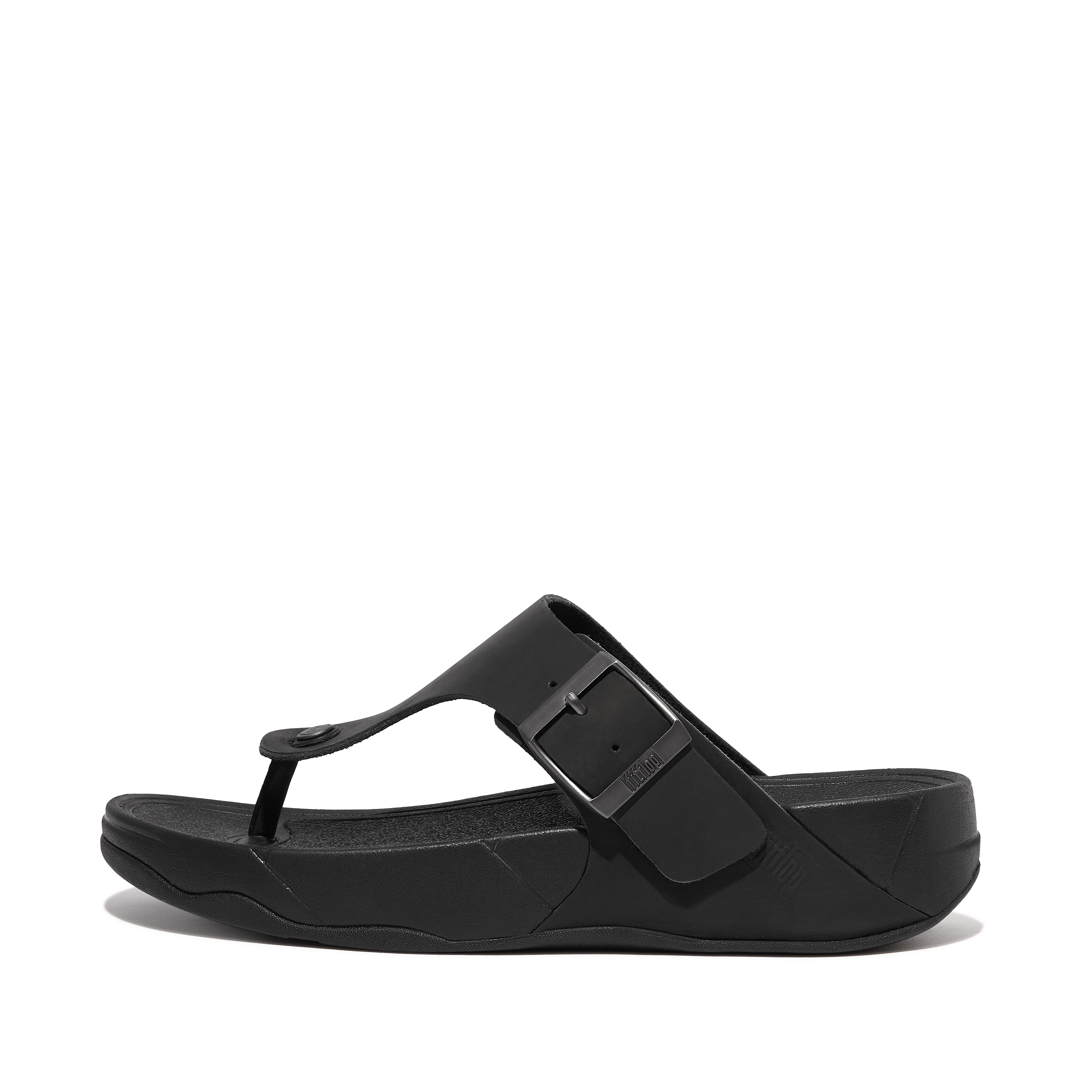 핏플랍 샌들 핏플랍 Fitflop Buckle Nubuck Toe-Posts,Black