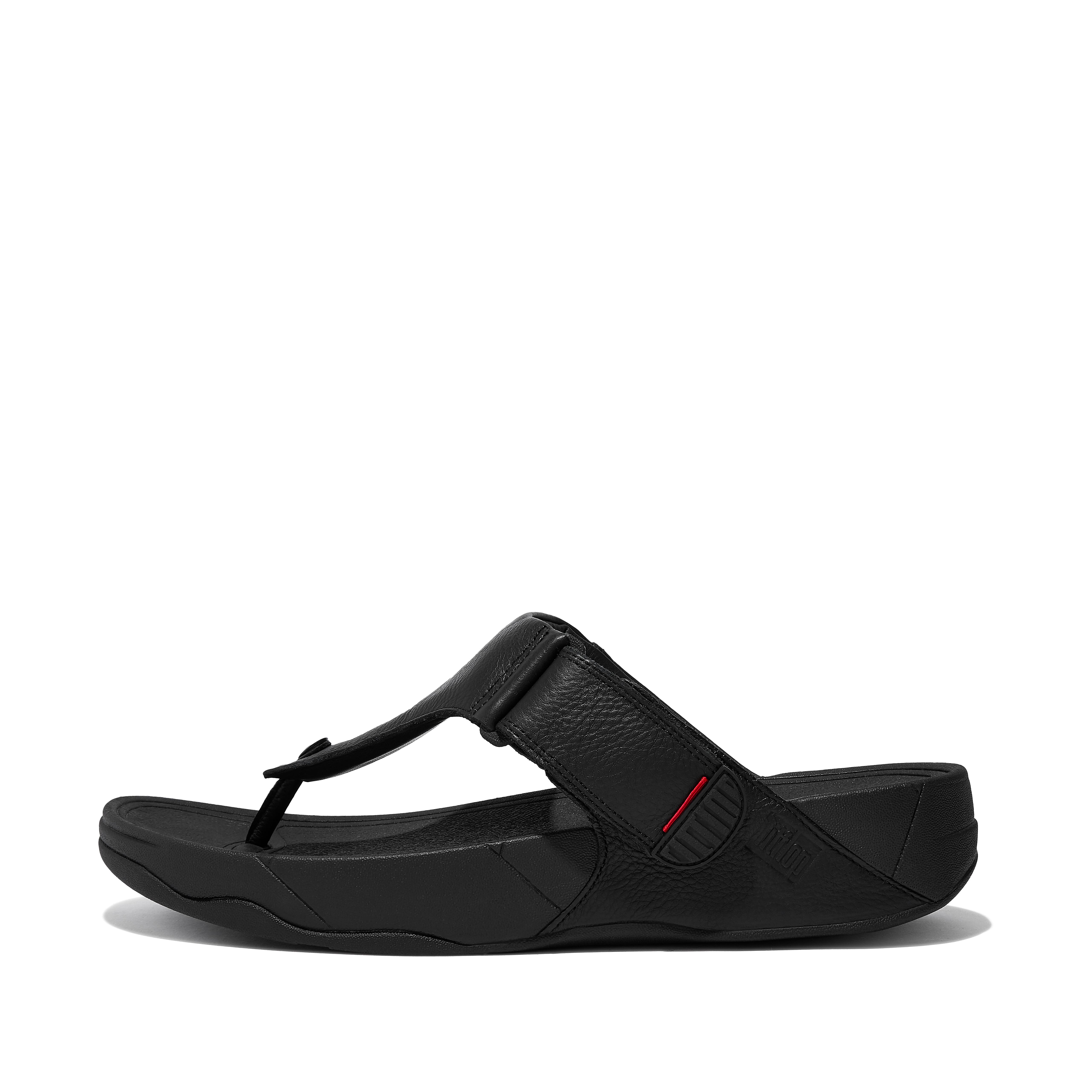 핏플랍 샌들 FitFlop TRAKK II Mens Leather Toe-Post Sandals,All Black