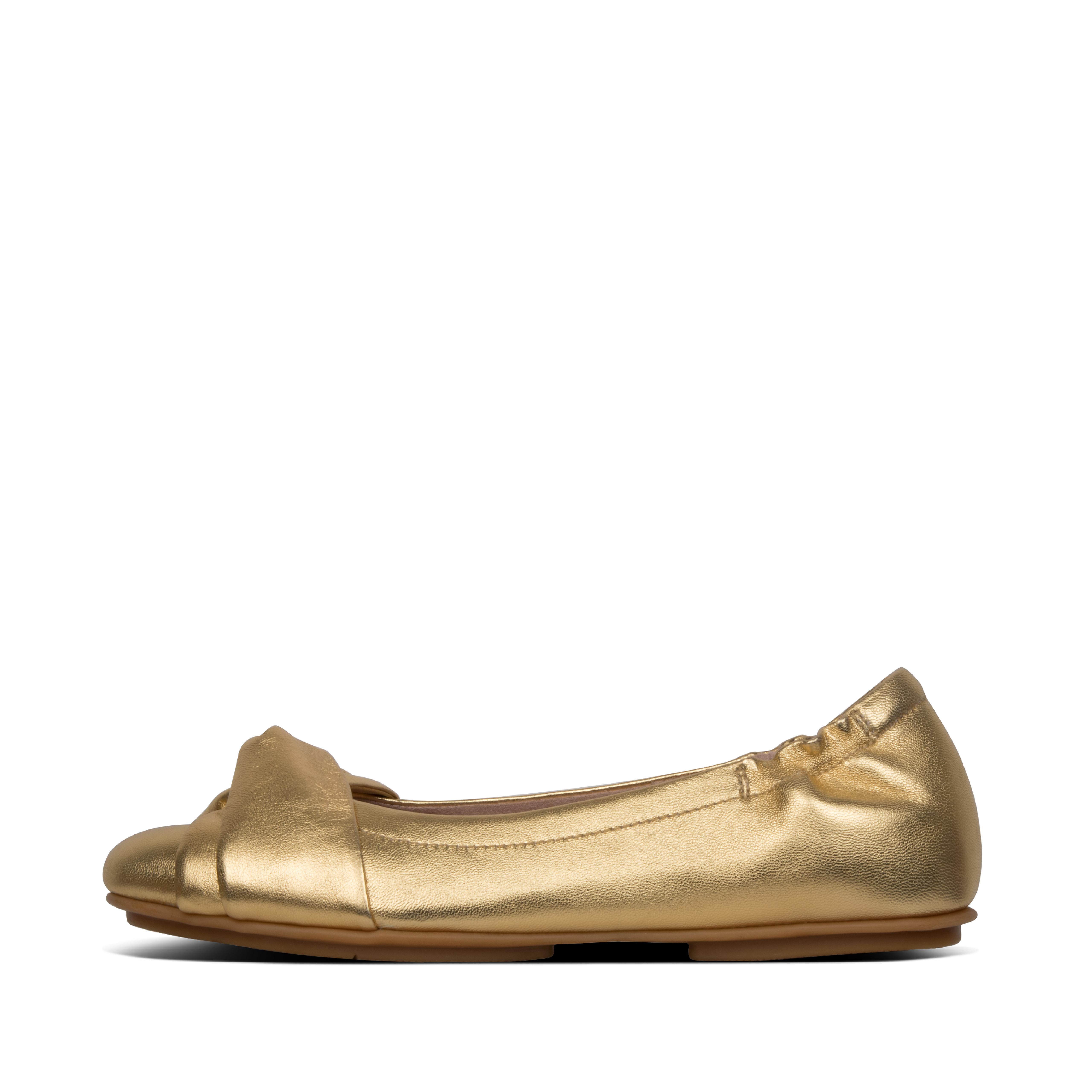 gold ballet pumps leather