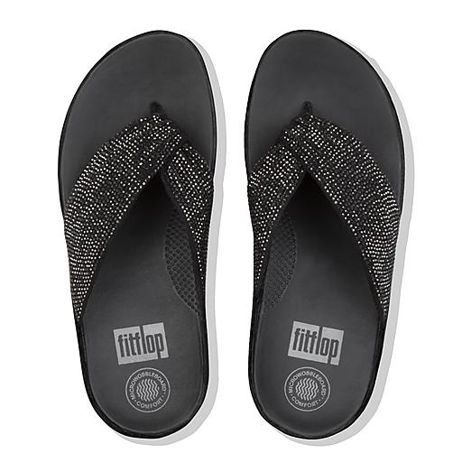 FitFlop Lottie Shimmer Mesh Toe Thong Silver