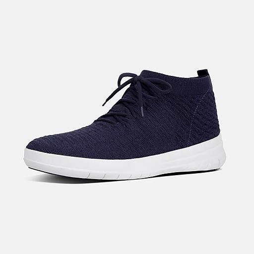 UBERKNIT Mens Waffle Knit Slip On High Top Trainers