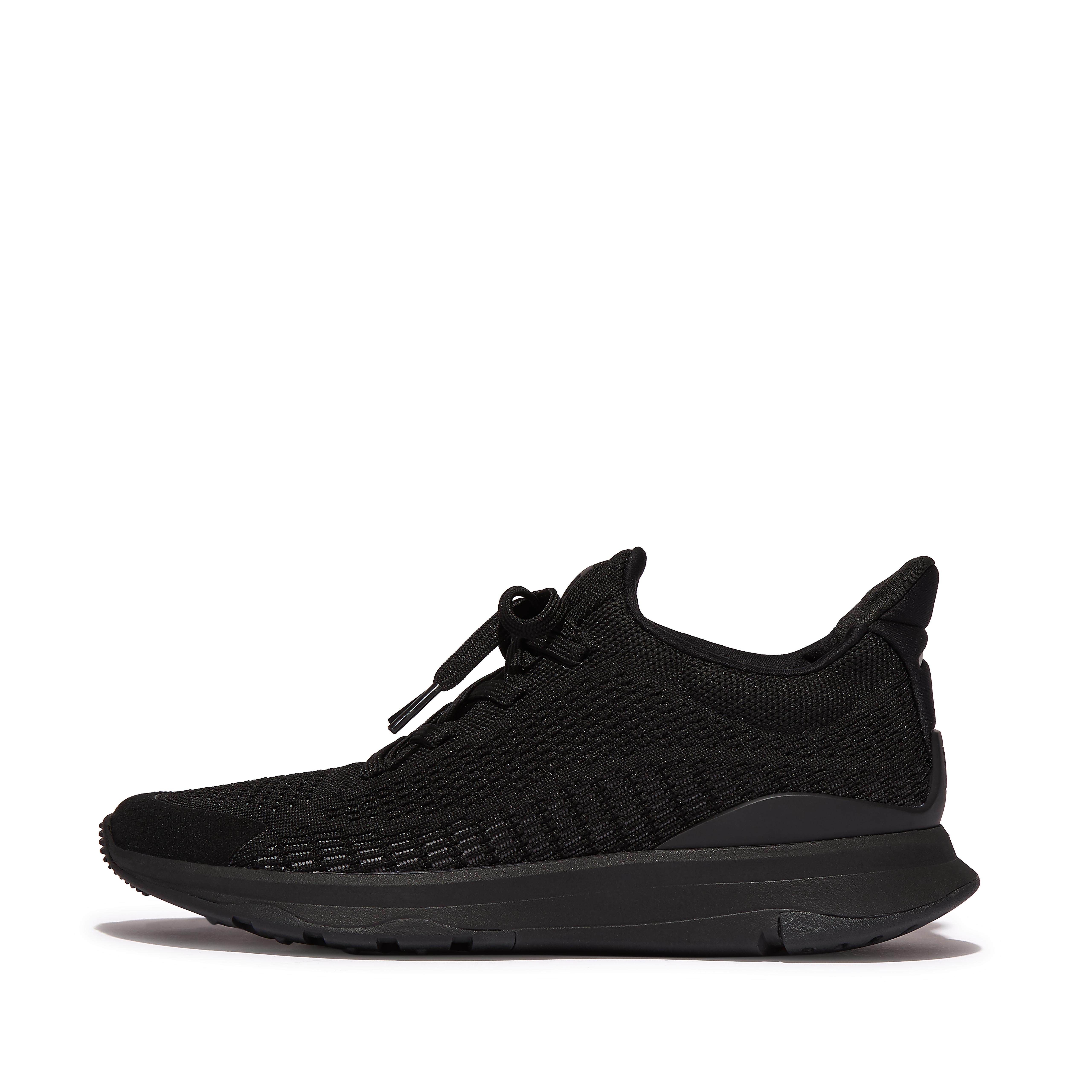 FitFlop VITAMIN FFX Knit Sports Sneakers Nylon-Mix Knit/Lycra/Tpu, Outlet, All Black, Size: US 6