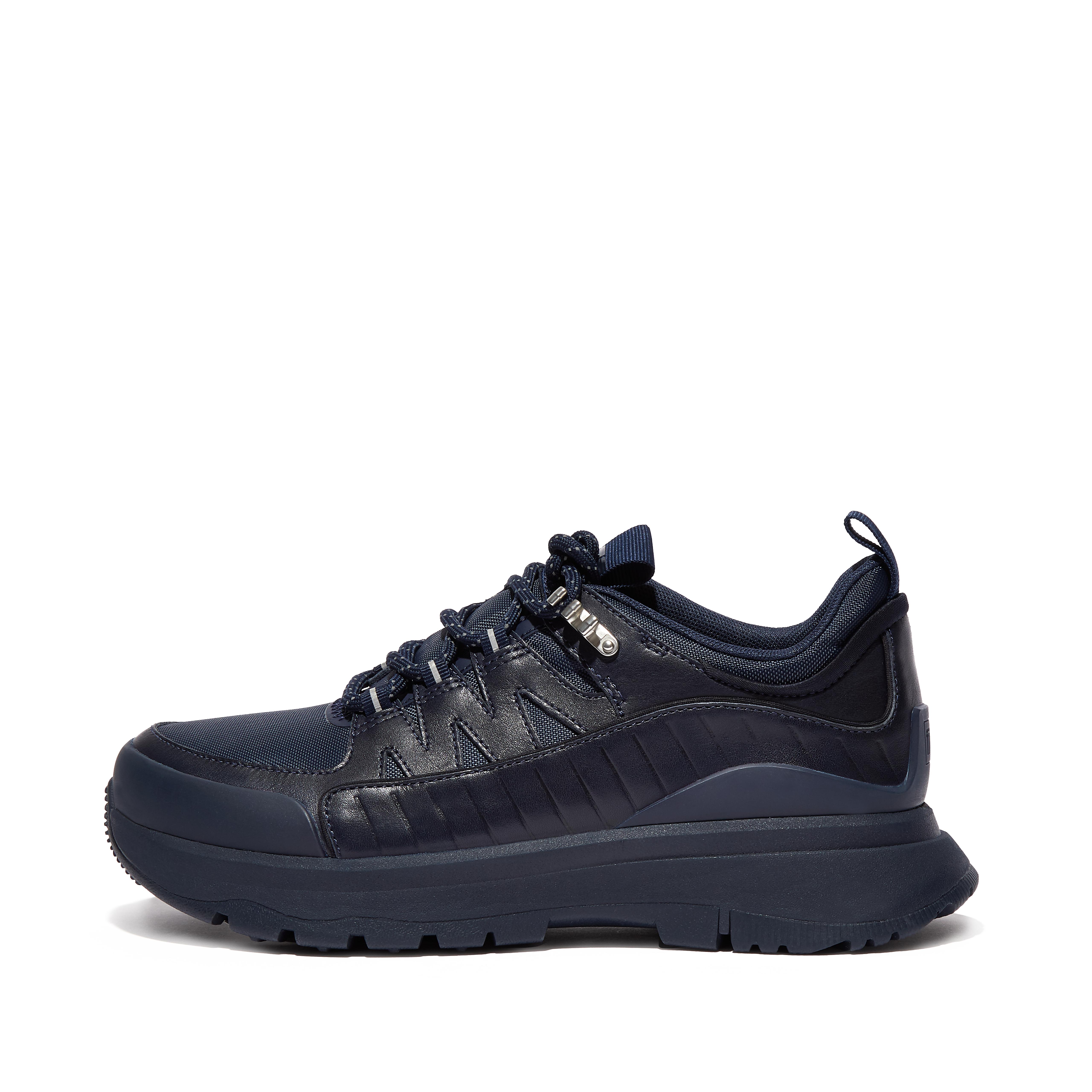 Fitflop Leather-Mix Walking Sneakers,All Navy
