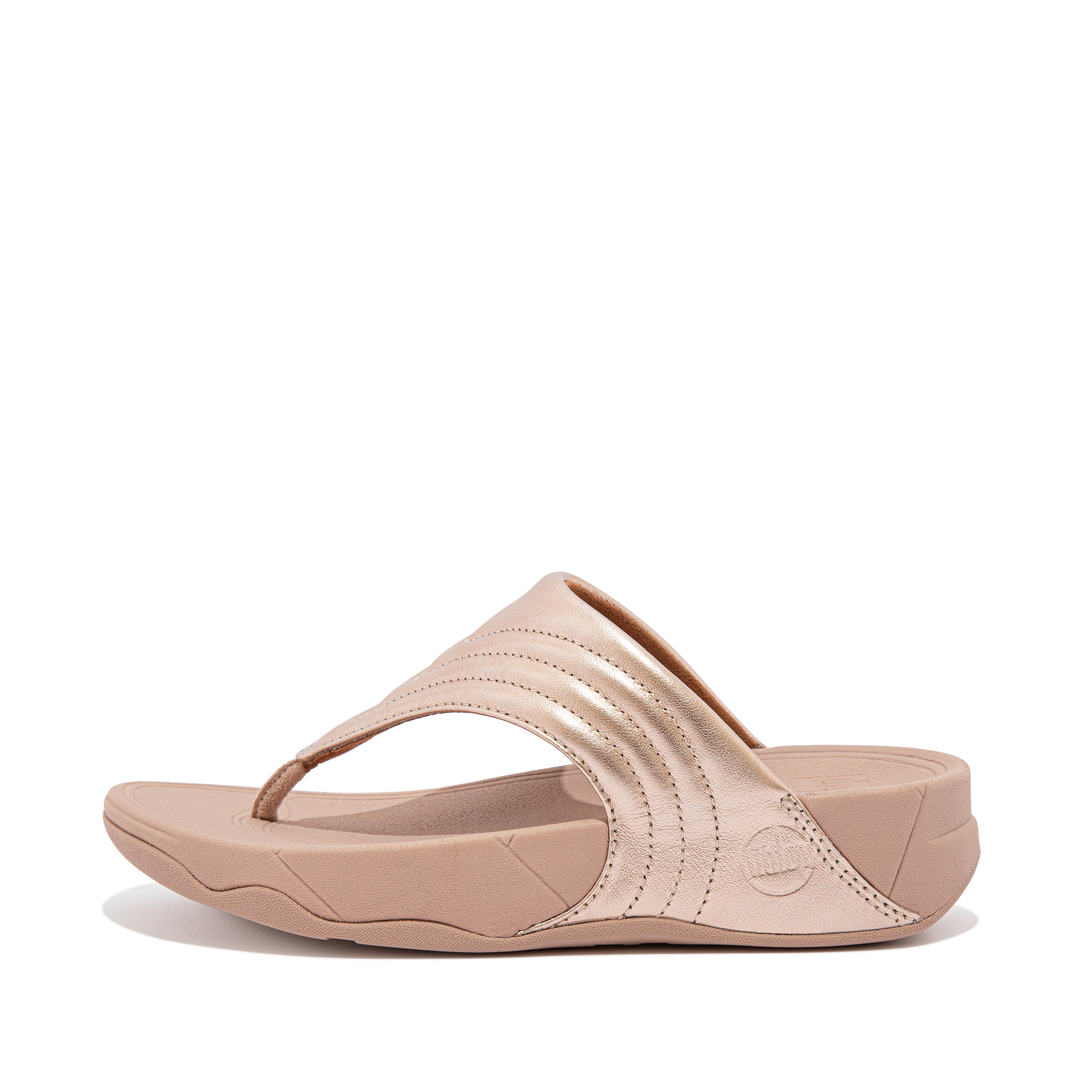 핏플랍 샌들 FitFlop WALKSTAR Leather Toe-Post Sandals,Rose Gold