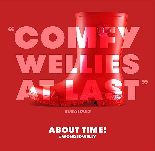 Fitflop Revolutionary WonderWelly boot, a short welly boot in red colour.