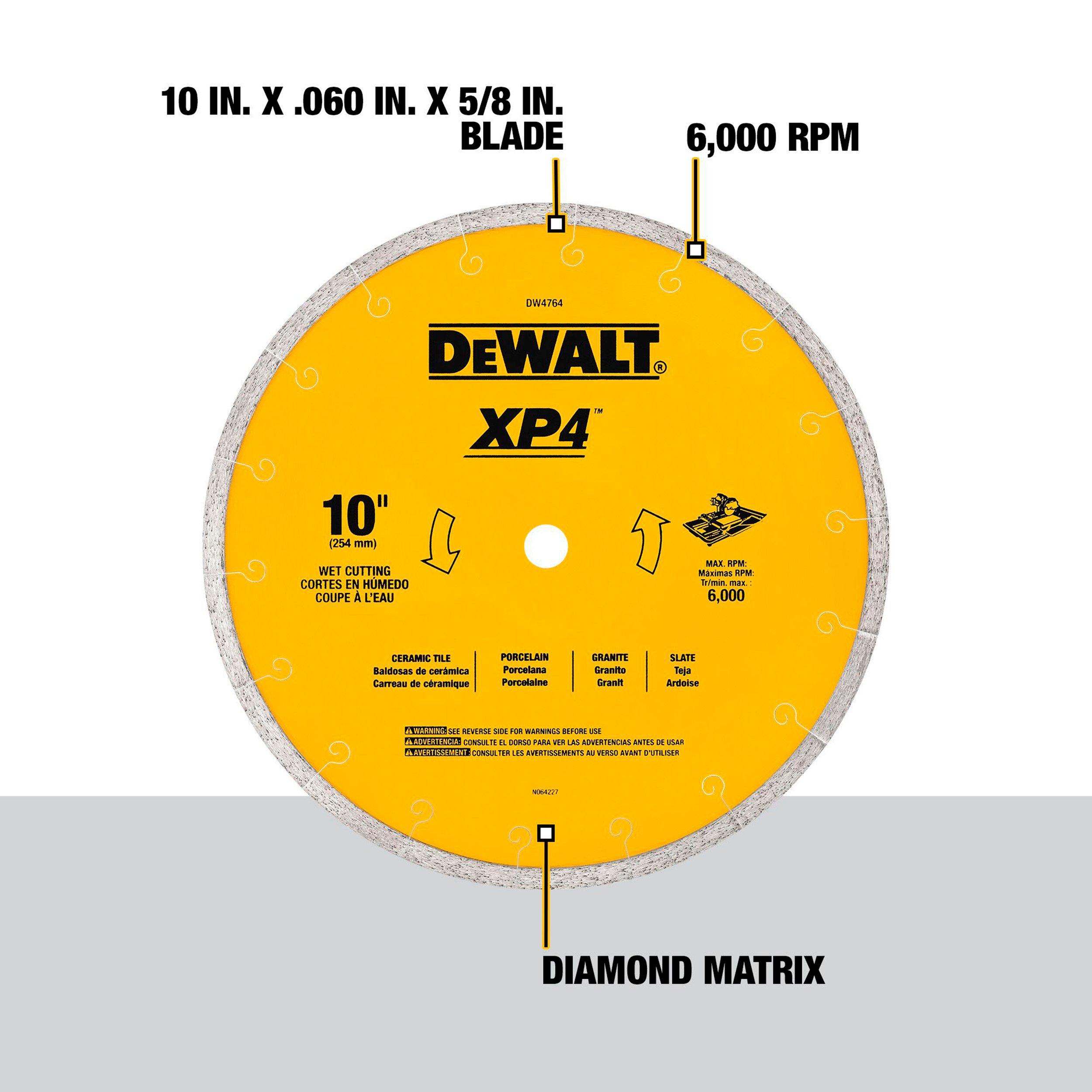 Dewalt dw4764 10 in deals premium tile blade wet