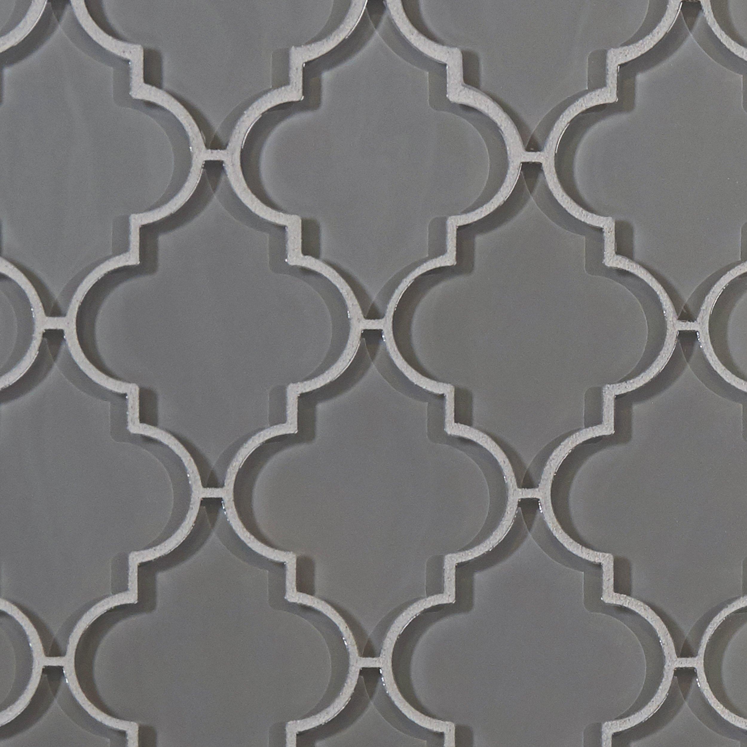 Fleur Gray Arabesque Glass Mosaic 12 X 15 100032630 Floor And Decor