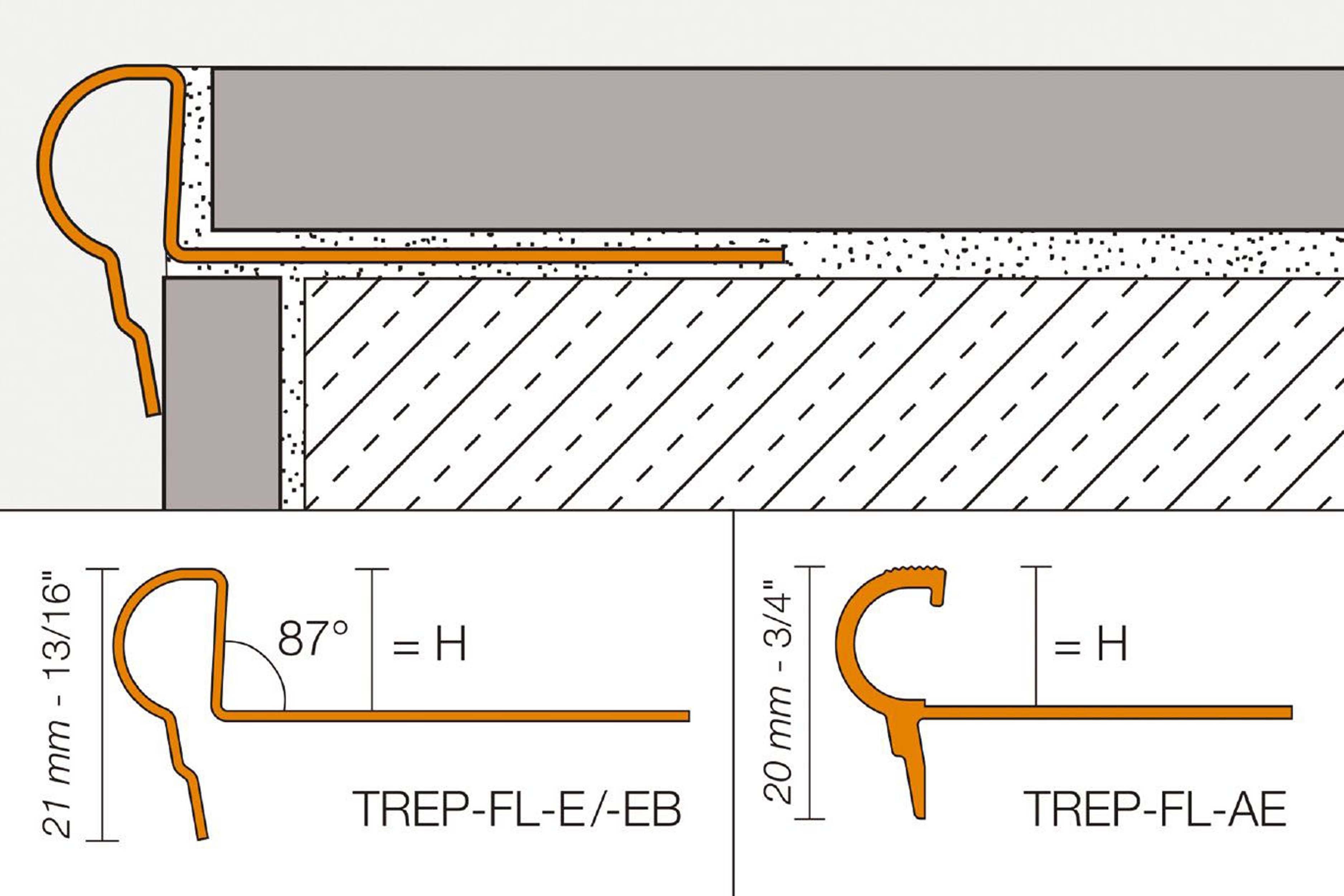 Schluter Trep-Fl Stair Trim 1/2 in. Stainless Steel