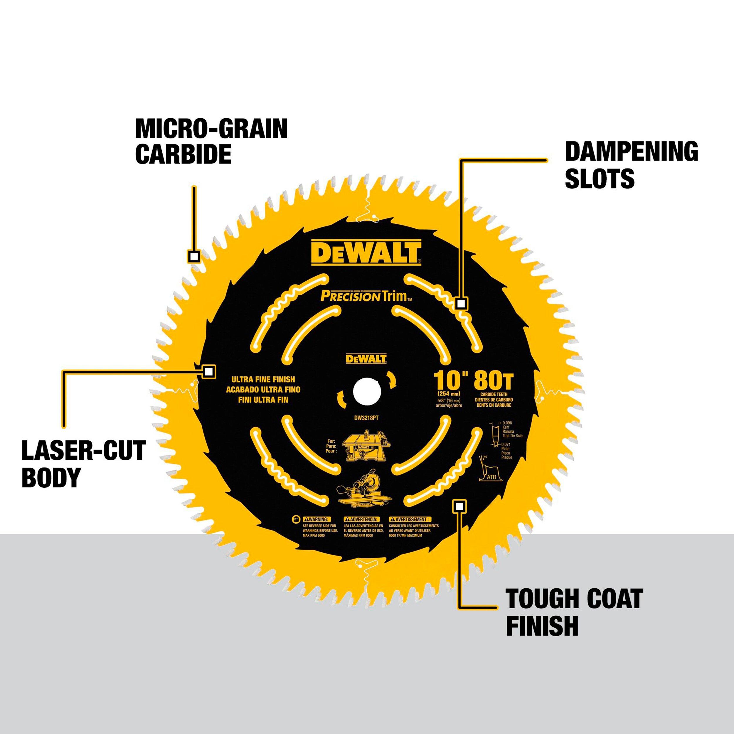 DeWalt 10in. 80 Tooth Precision Trim Blade