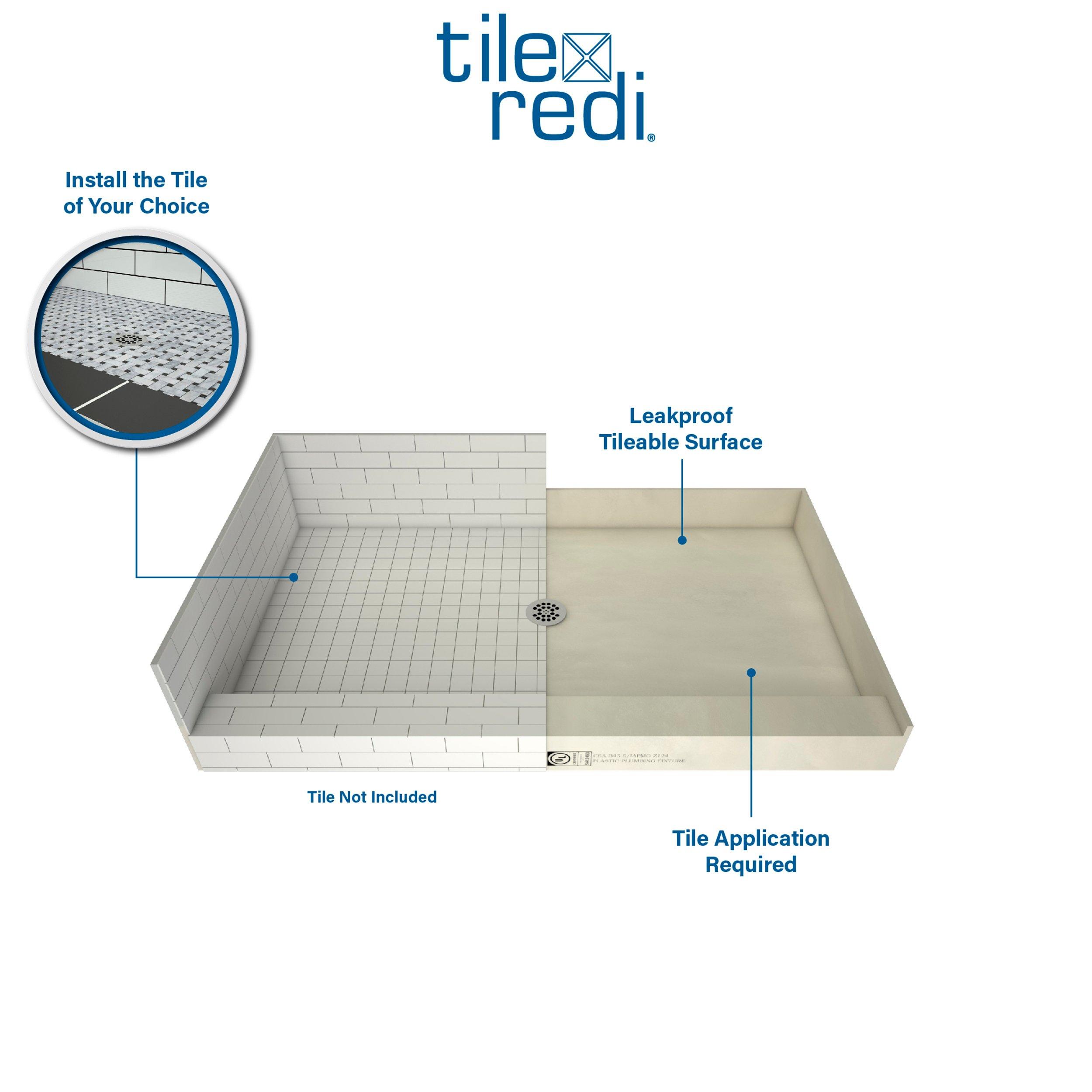 Tile Redi Single Threshold Shower Pan with Center Drain