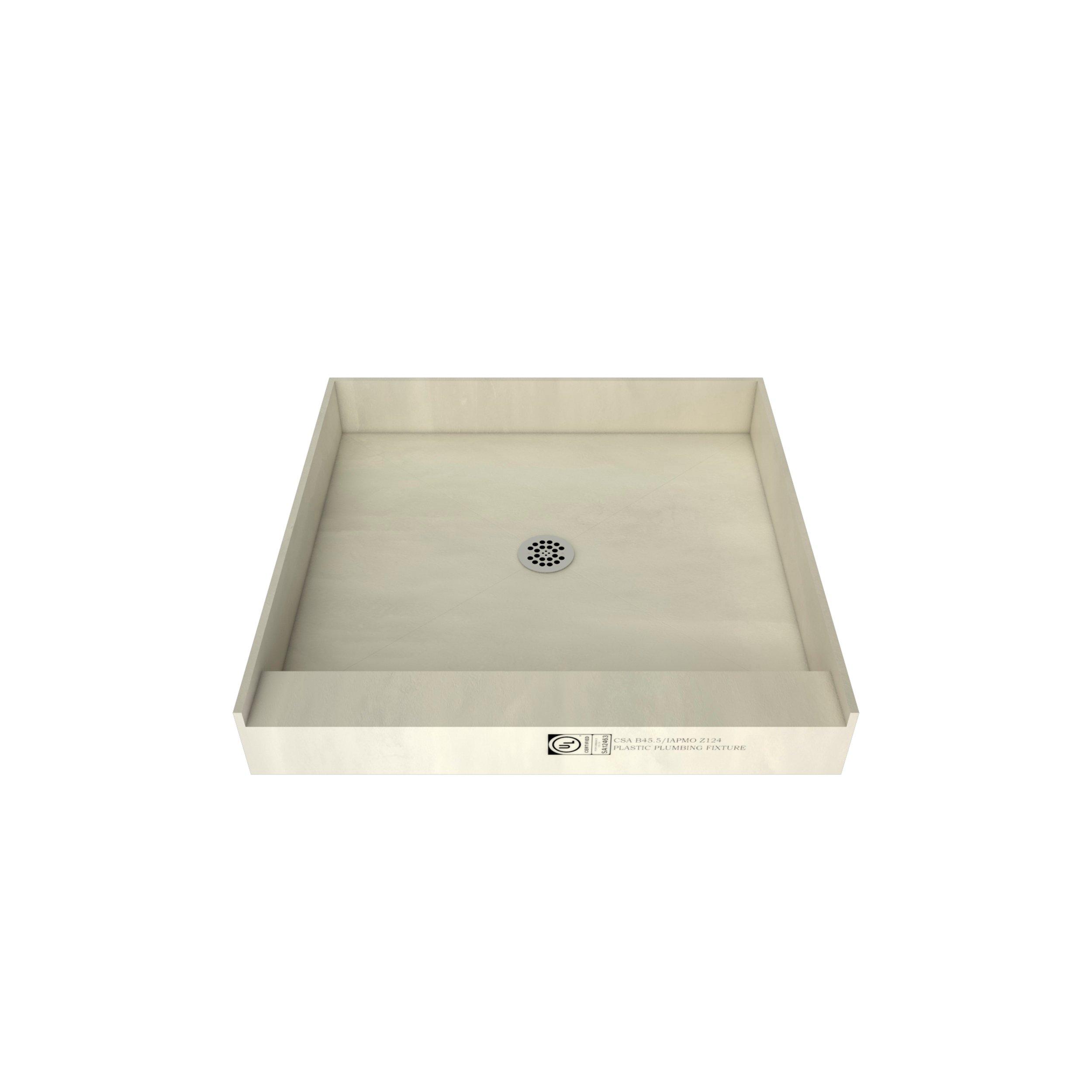 Tile Redi Single Curb Shower Pan with Center Drain