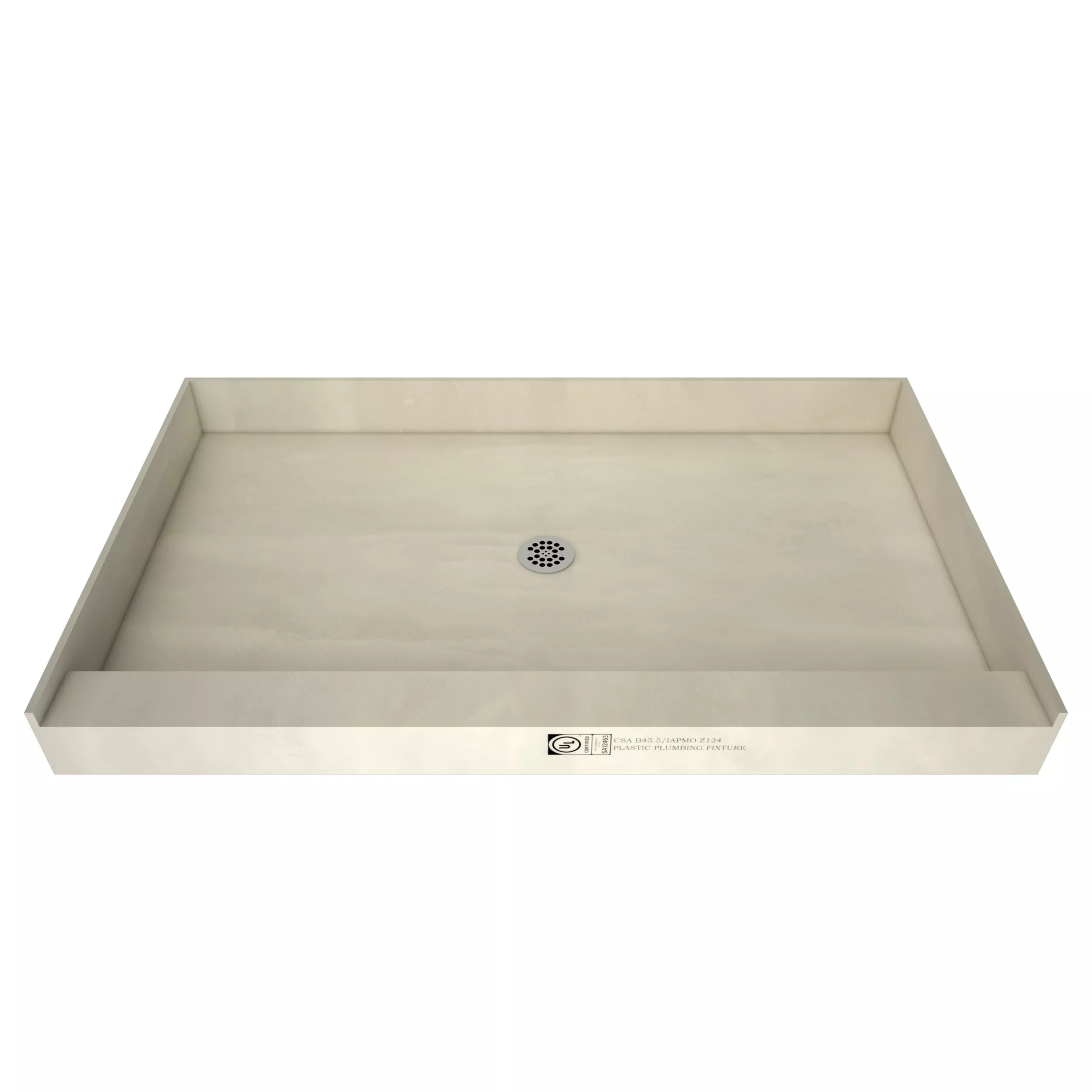 Tile Redi Single Curb Shower Pan with Center Drain