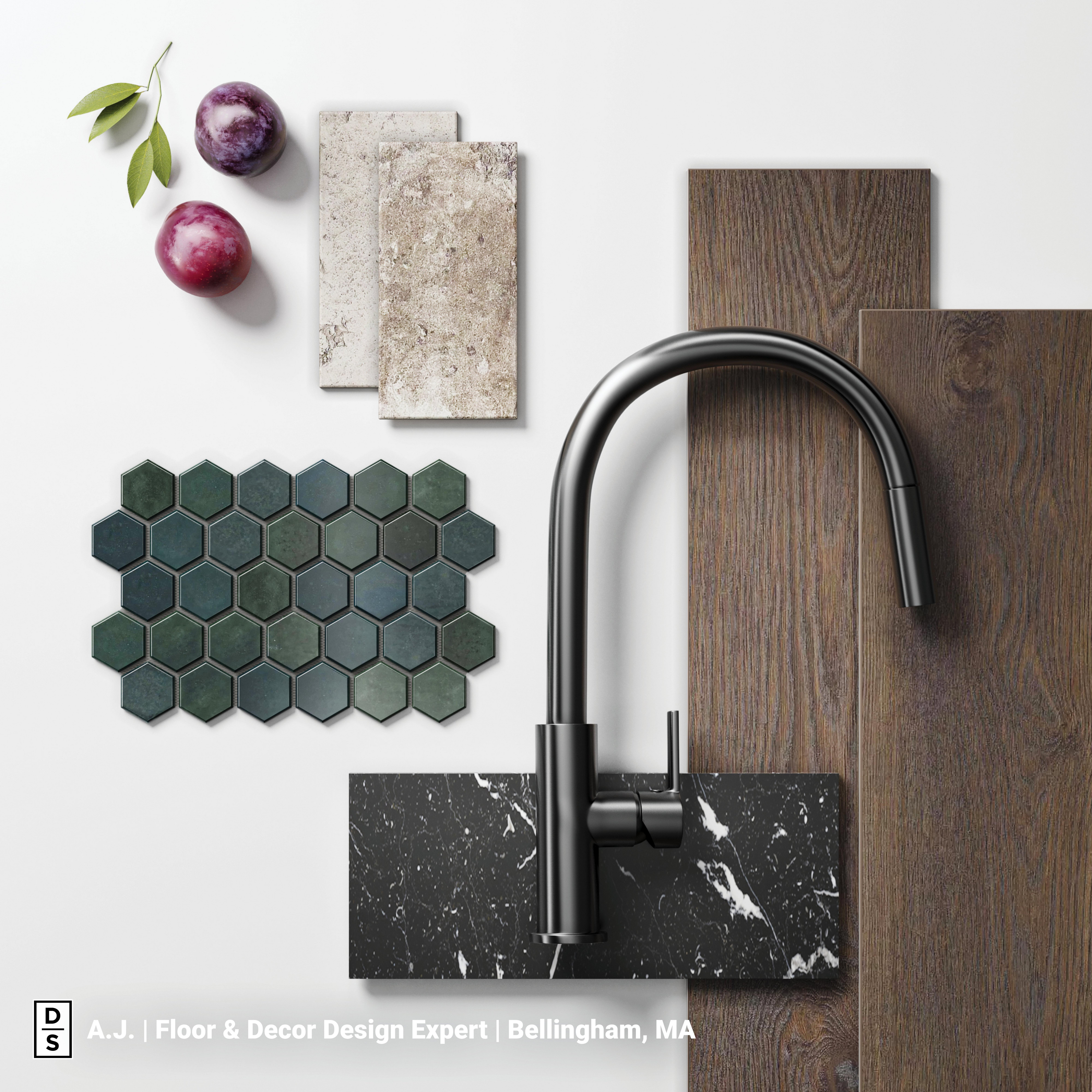 mood board with vinyl product