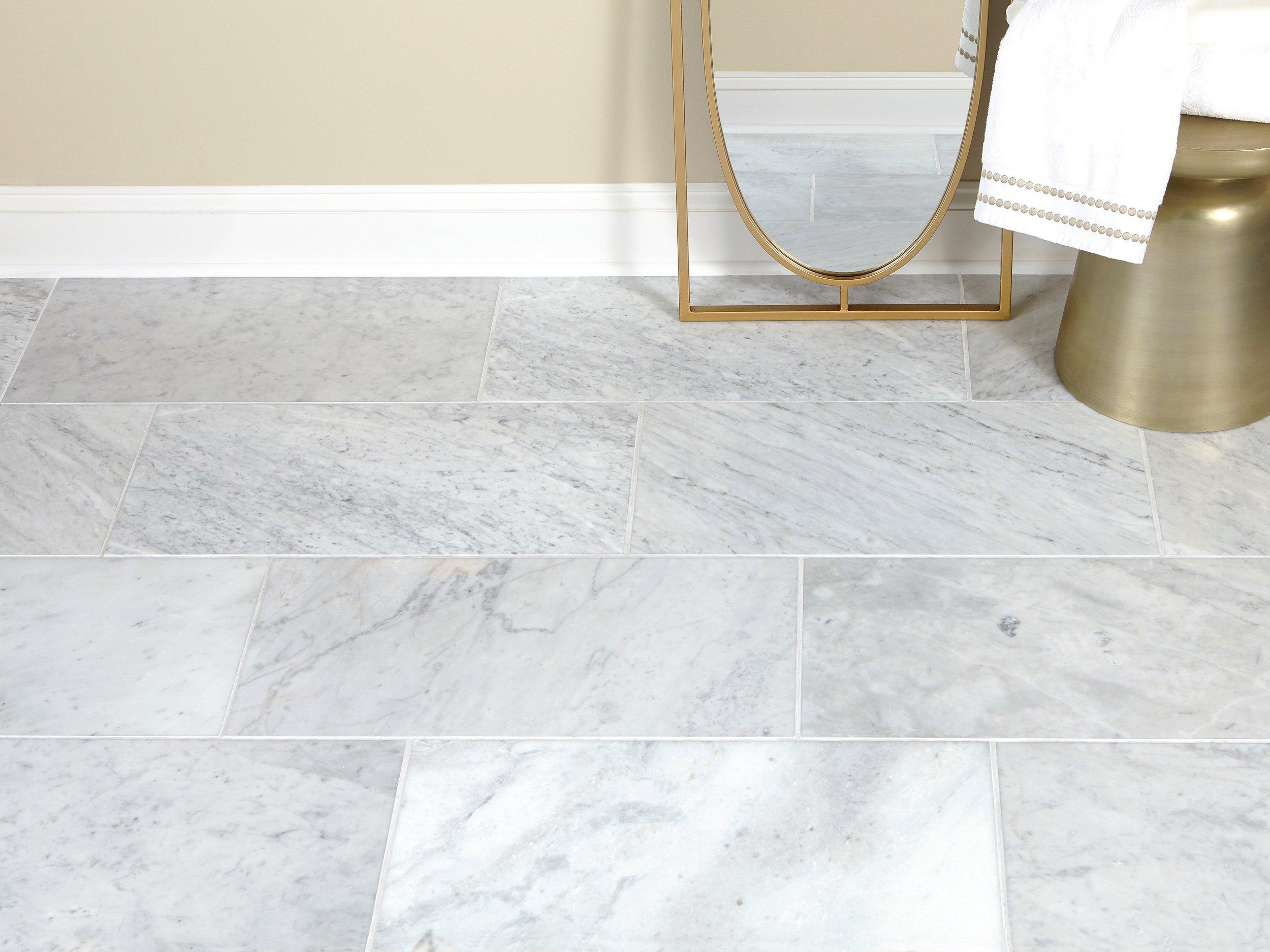 Bianco Carrara Honed Marble Tile, Honed Marble Floor Tile