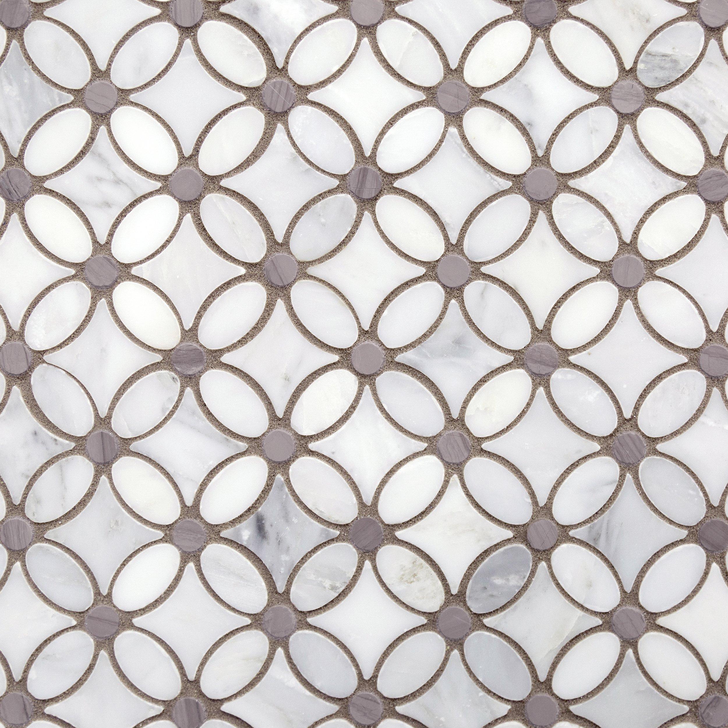 Gray and White Flower Marble Mosaic | Floor and Decor