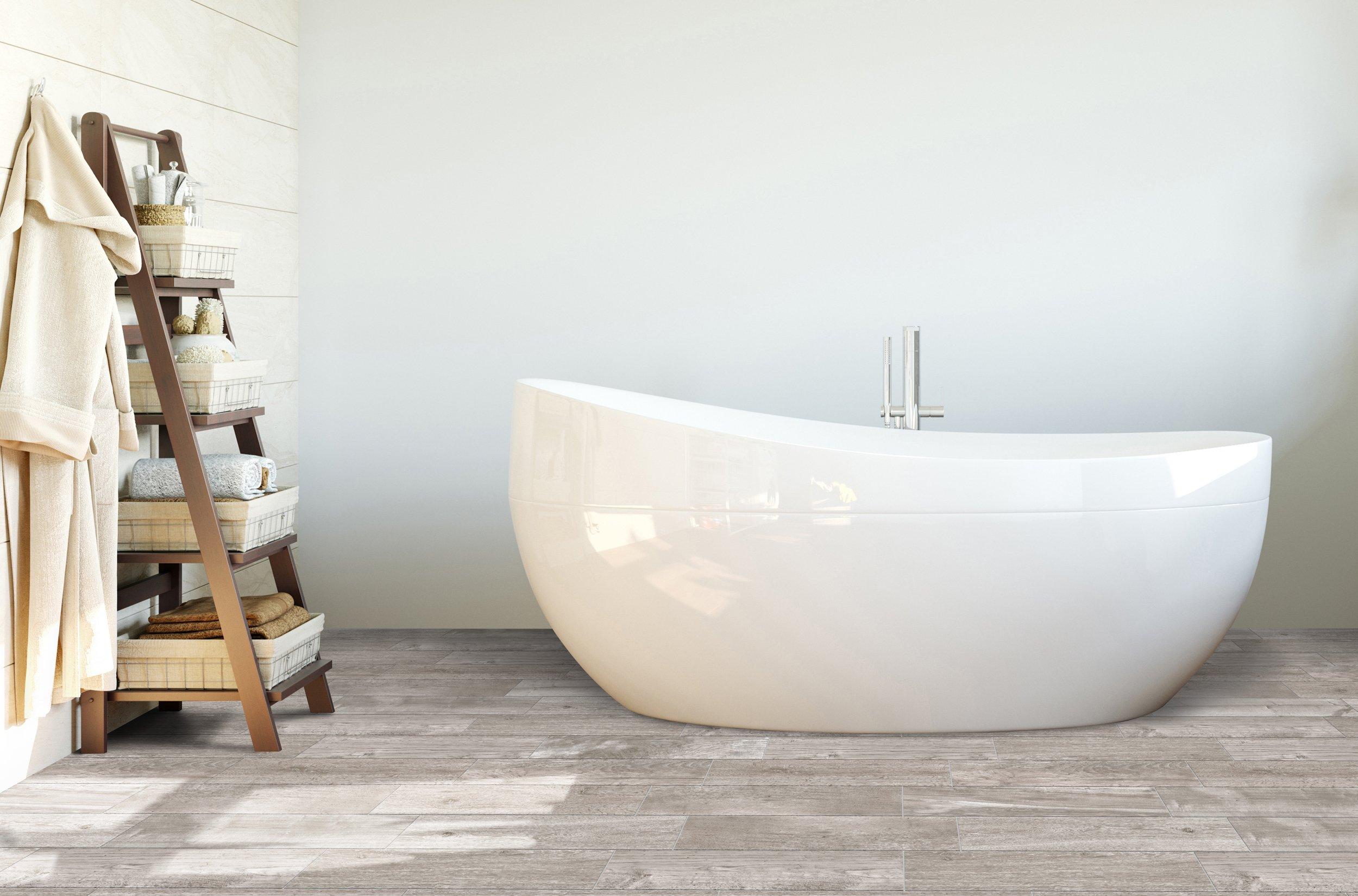 6 in. x 36 in. Wood Look Selection Oak White Grip Matte Porcelain Tile, Kitchen, Shower, Wall, Floor