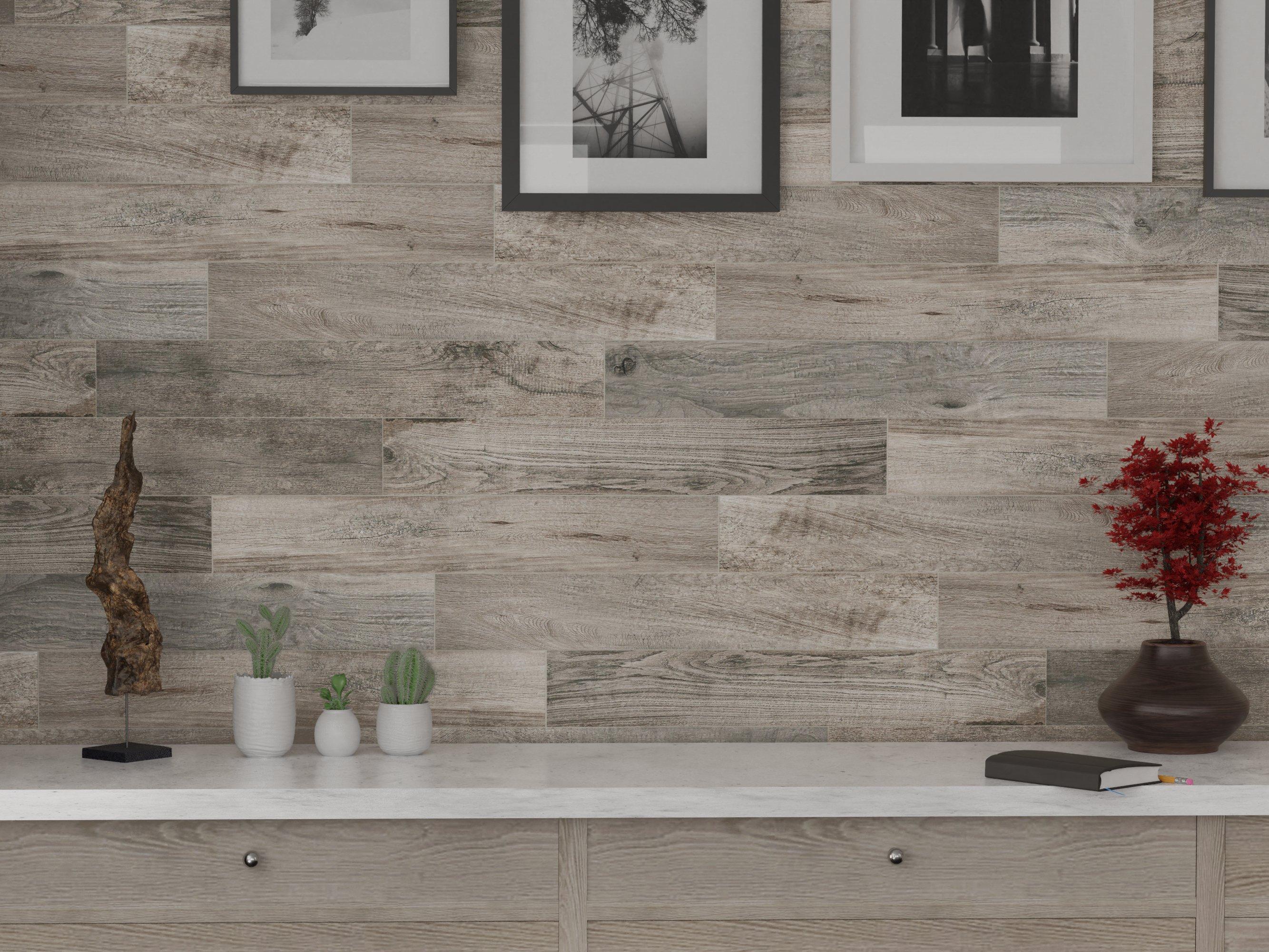 Soft Greige Wood Plank Matte Porcelain Tile