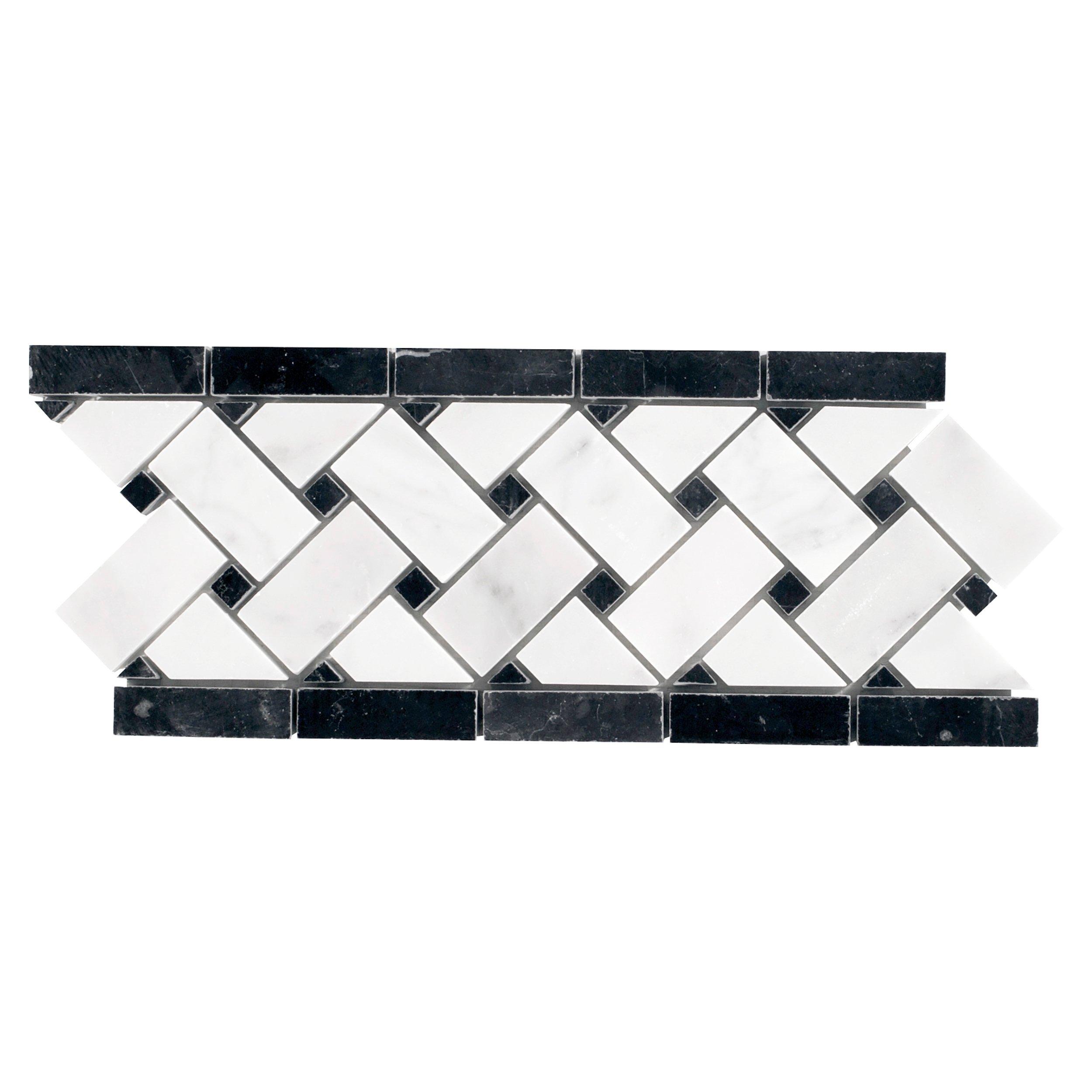 Bianco Carrara Basketweave Polished Marble Border