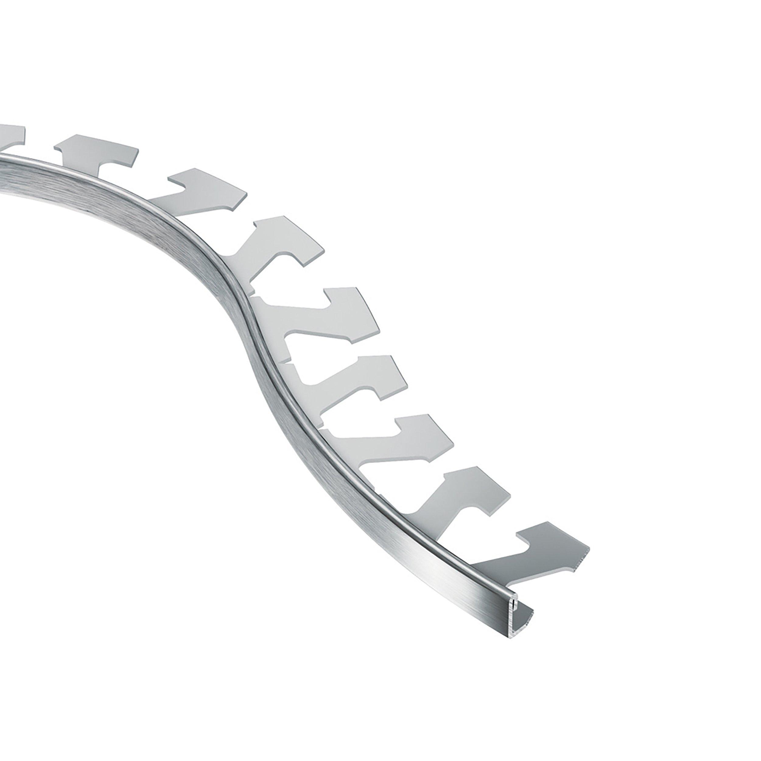 Schluter Schiene-Radius Edge Trim 1/4in. Aluminum Brush Chrome