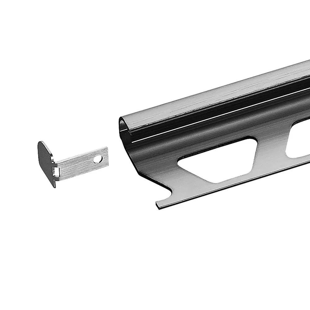Schluter Rondec End Cap 1/2in. Brush Stainless Steel
