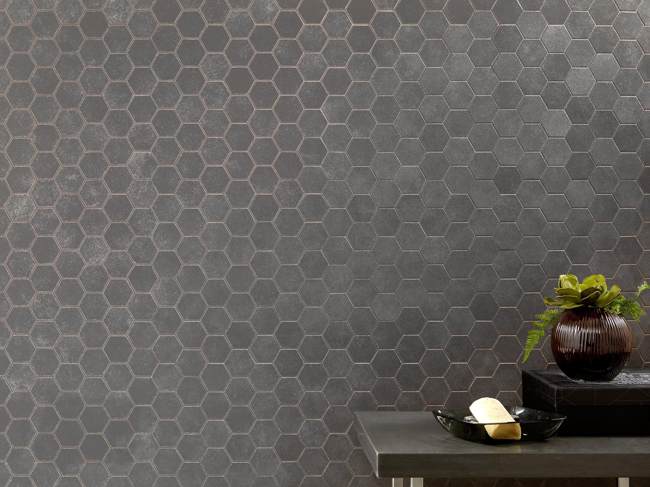 Uptown Antracite Hexagon Porcelain Mosaic Floor and Decor