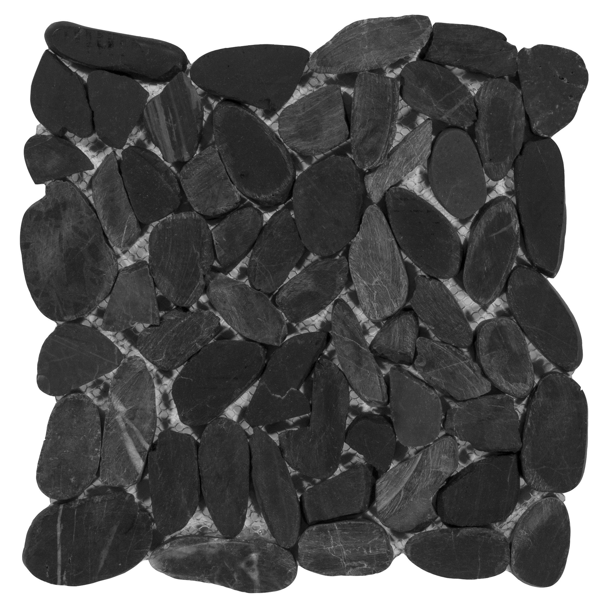 Flat Black Honed Pebble Mosaic