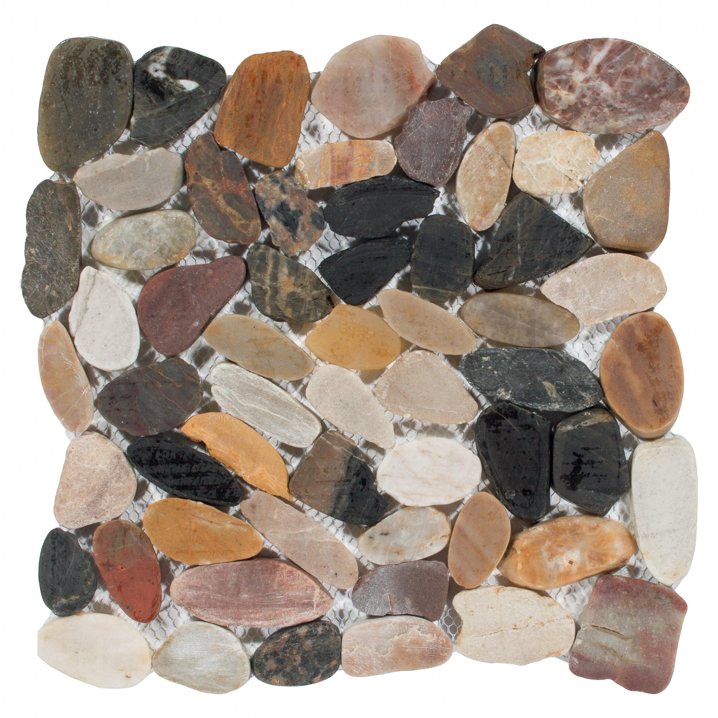 Flat Mixed Pebble Honed Stone Mosaic