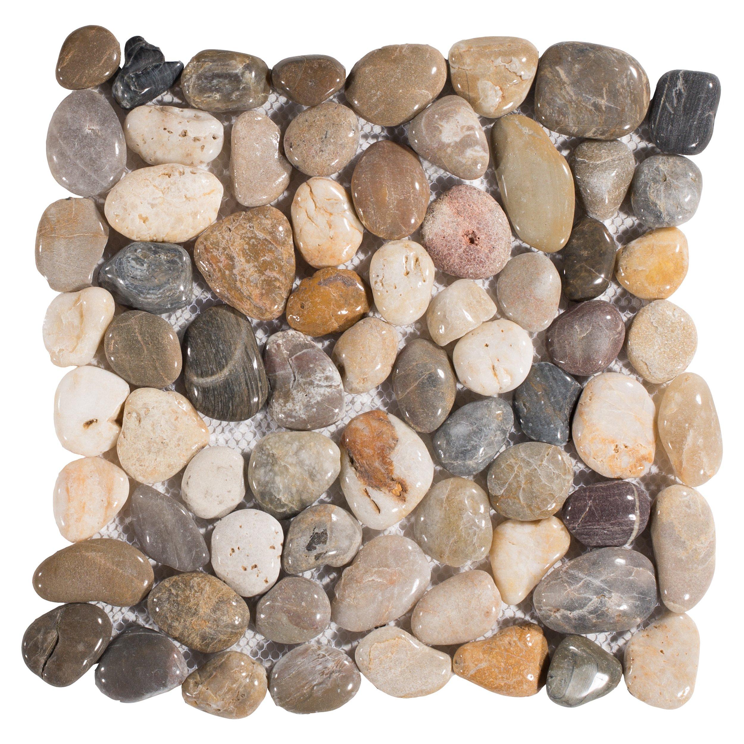 Round Mixed High Polished Pebble Mosaic