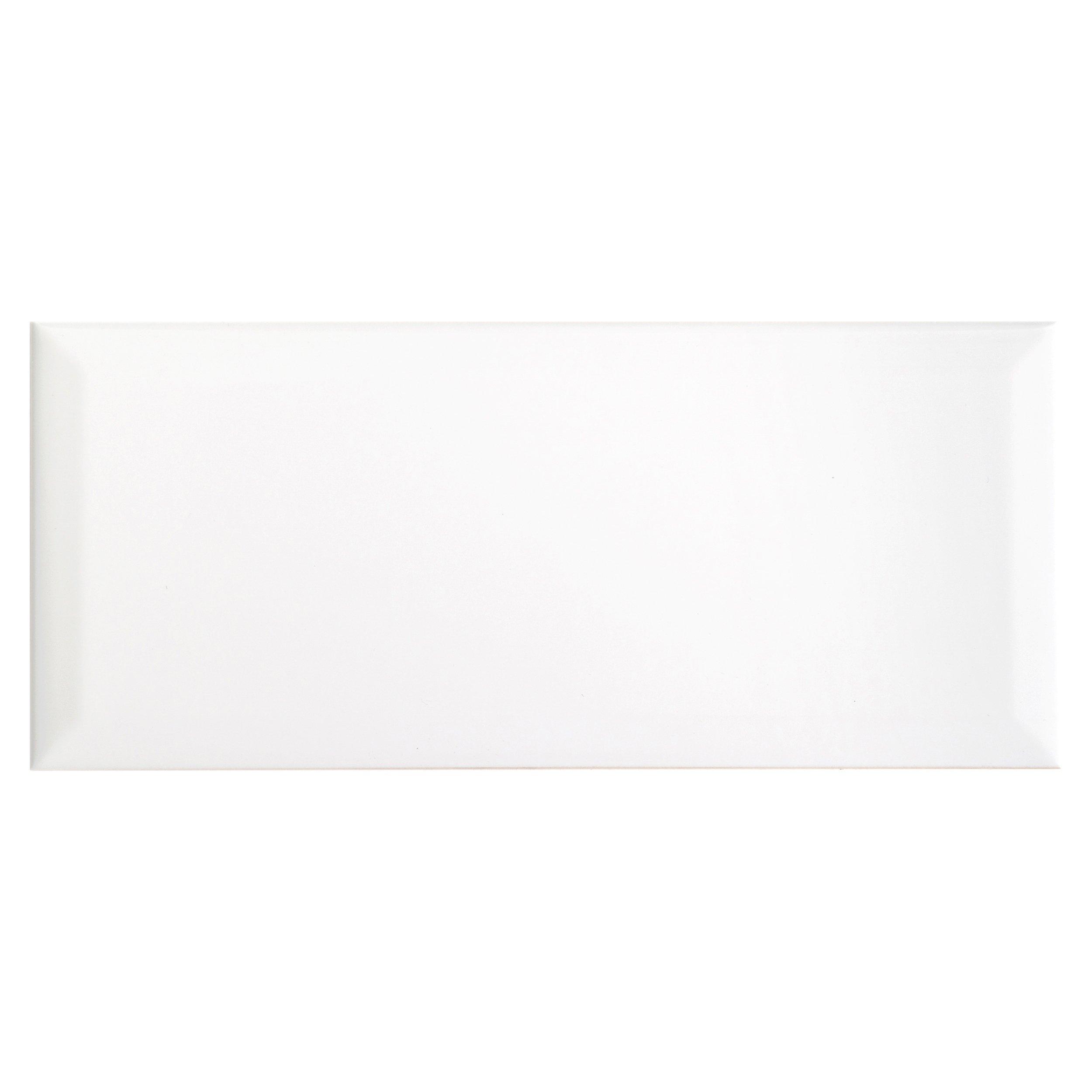 Bright White Ice Beveled Ceramic Wall Tile