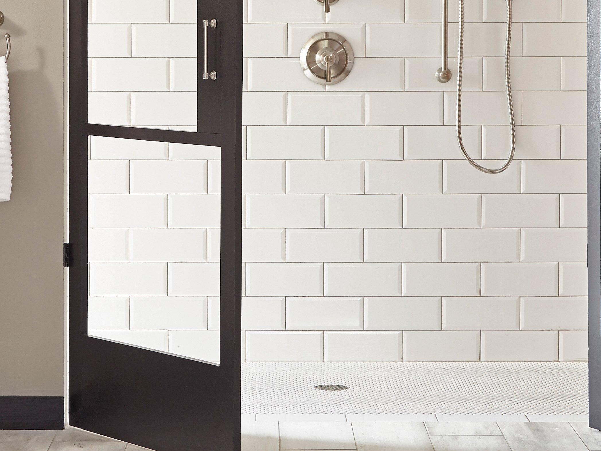 Bright White Ice Beveled Ceramic Wall Tile