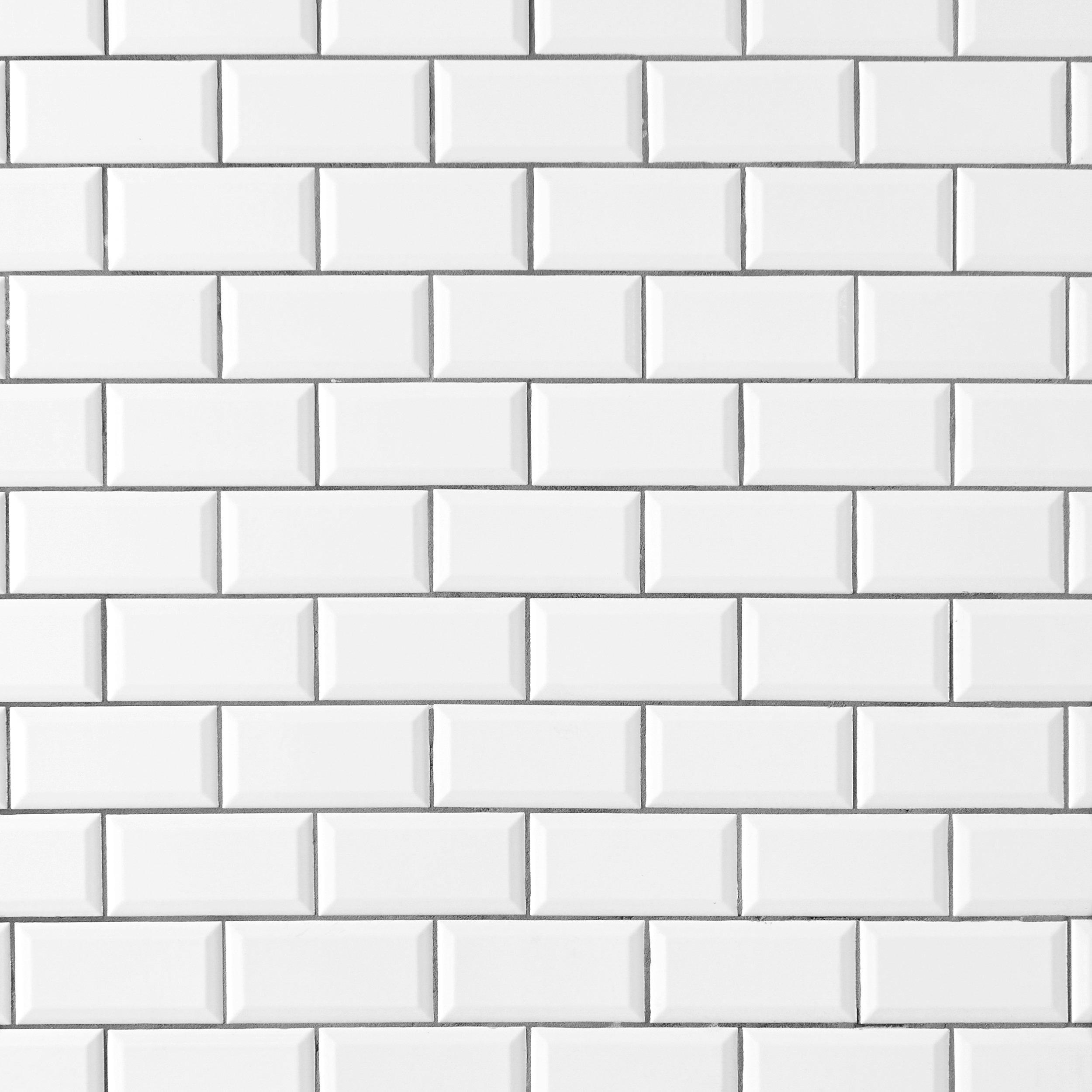 Bright White Ice Beveled Ceramic Wall Tile