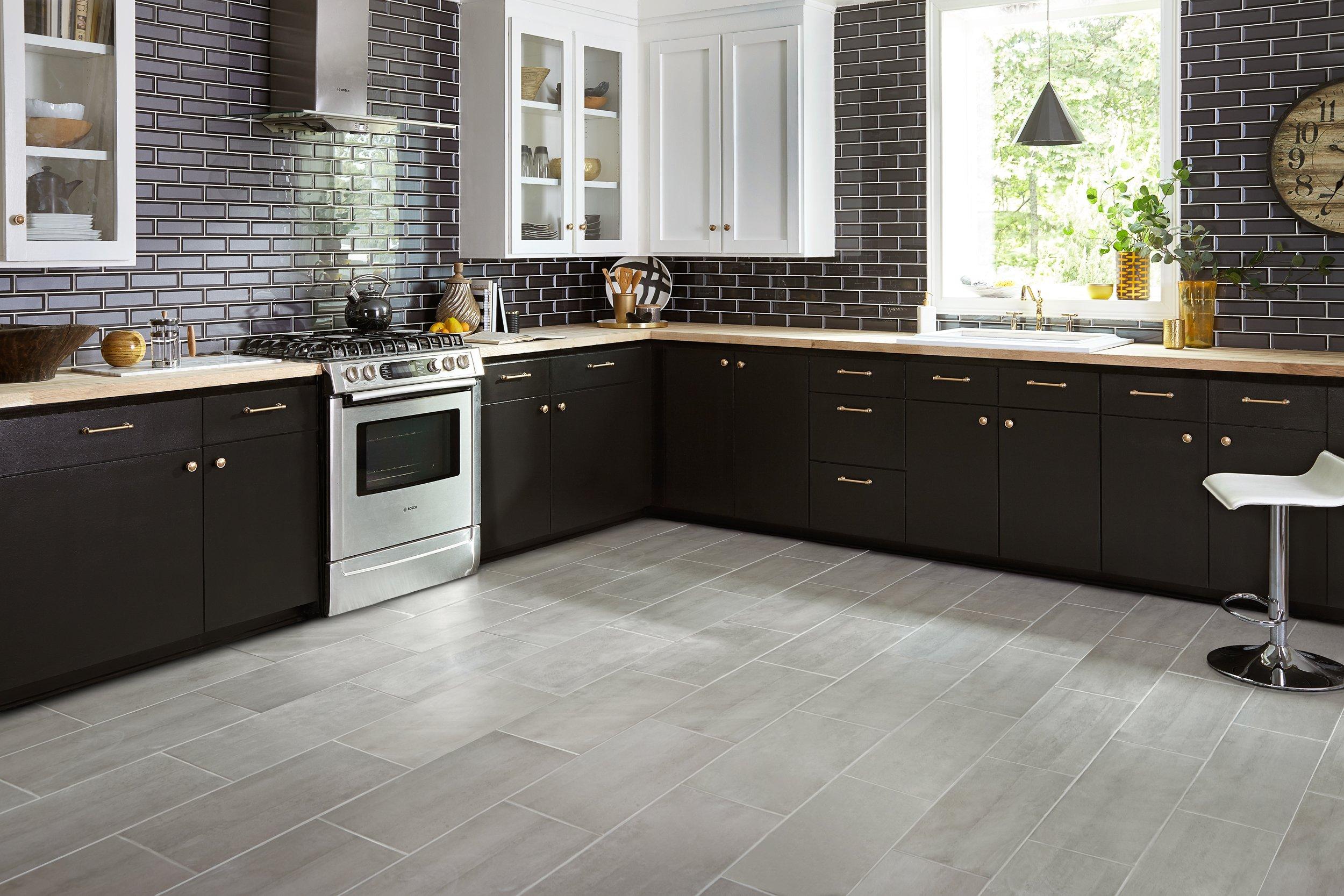 dark gray ceramic tile floor