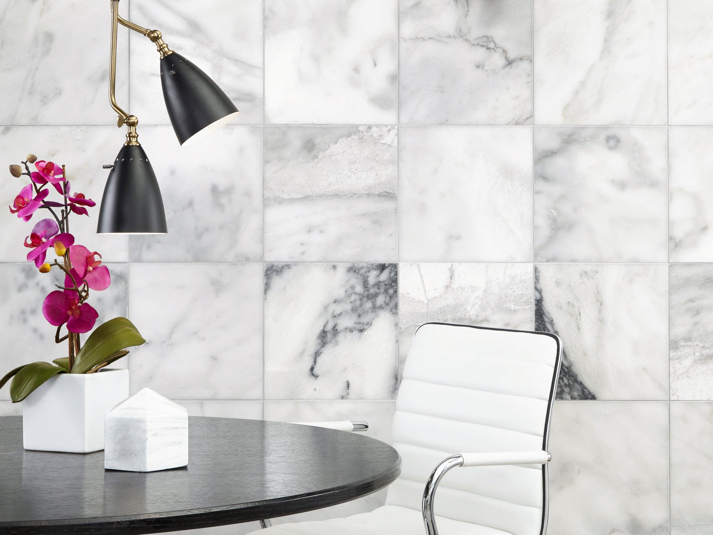 Ocean White Polished Marble Tile