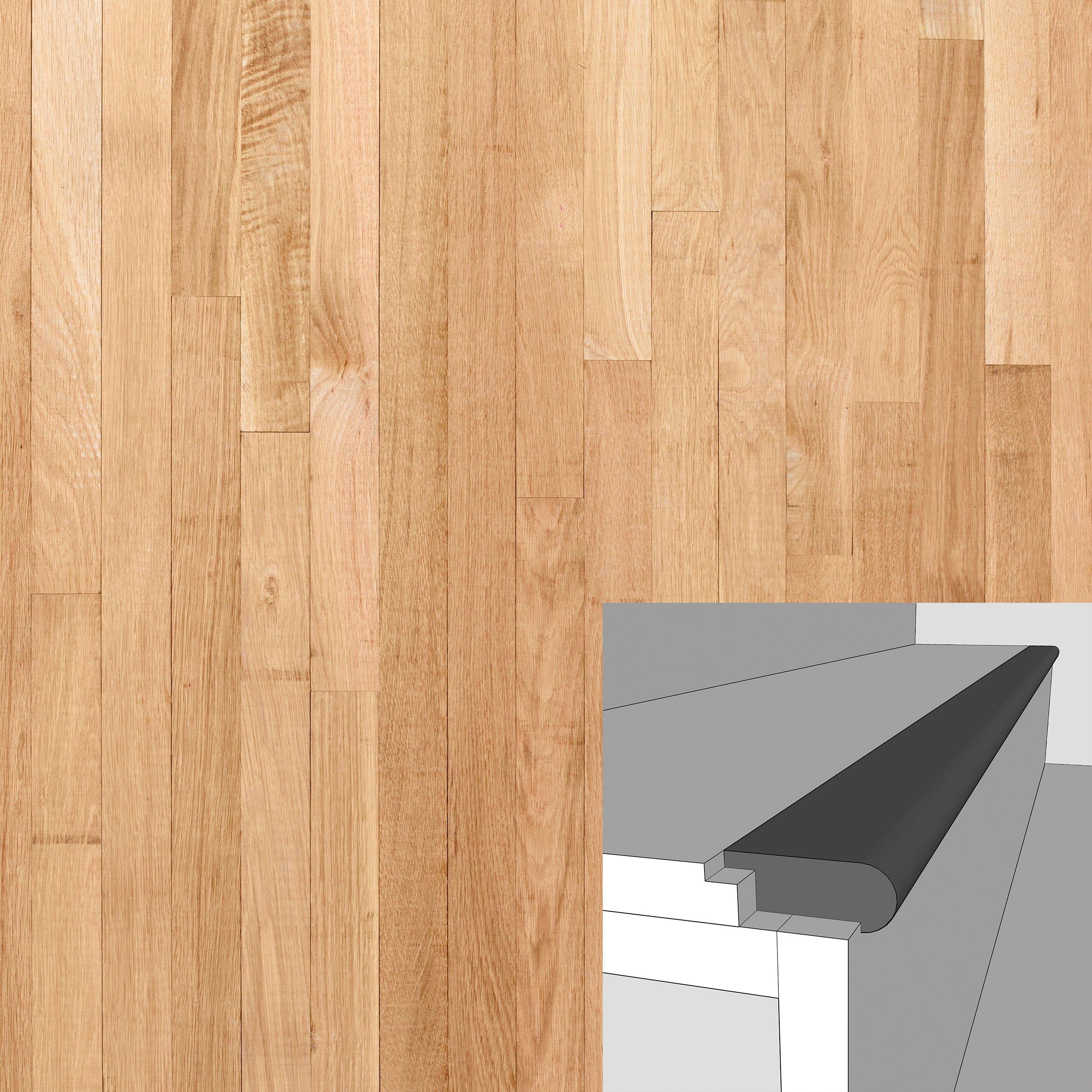 Natural Oak 1in. x 5 1/4in. x 8ft. Unfinished Solid Wood Stairnose