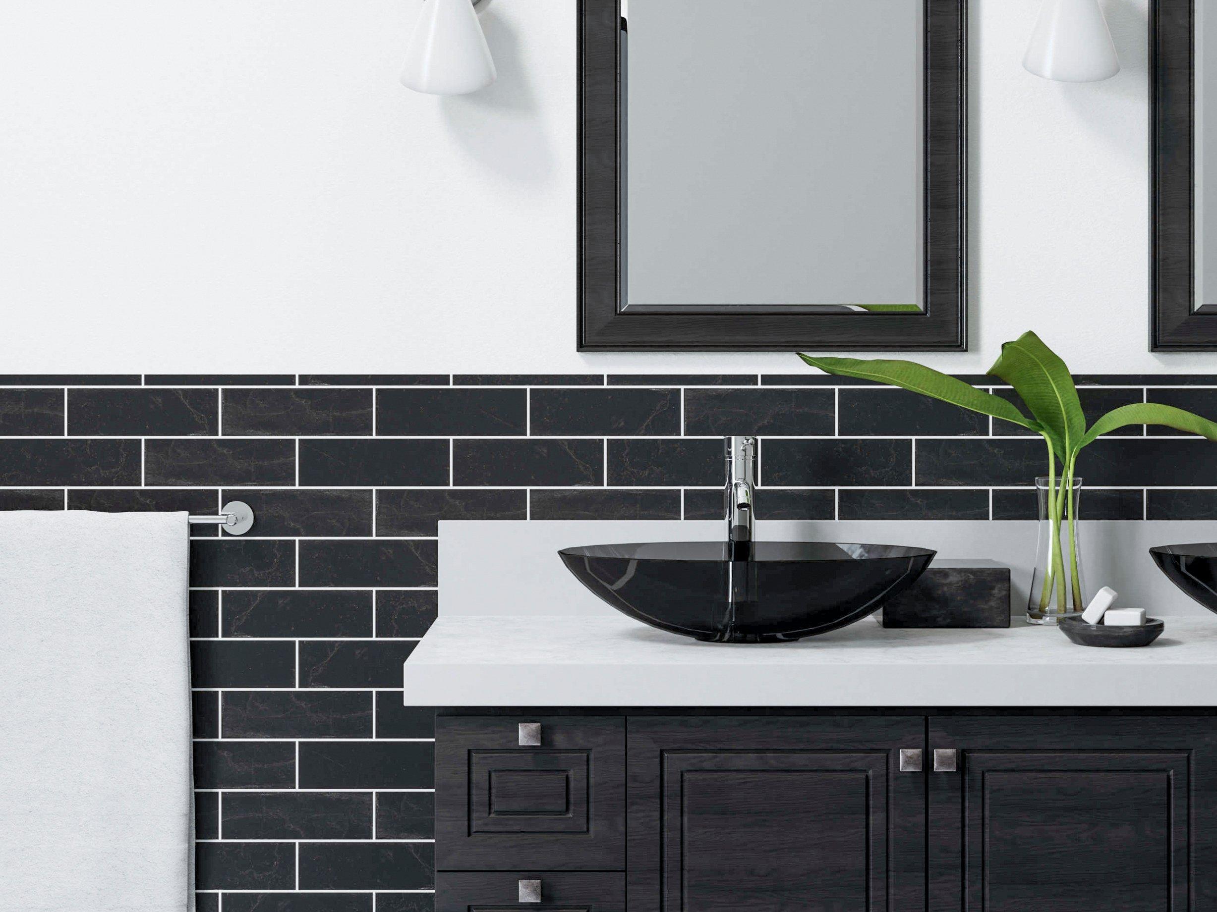 Black Dark Gray Slate Backsplash Tile Subway Slate