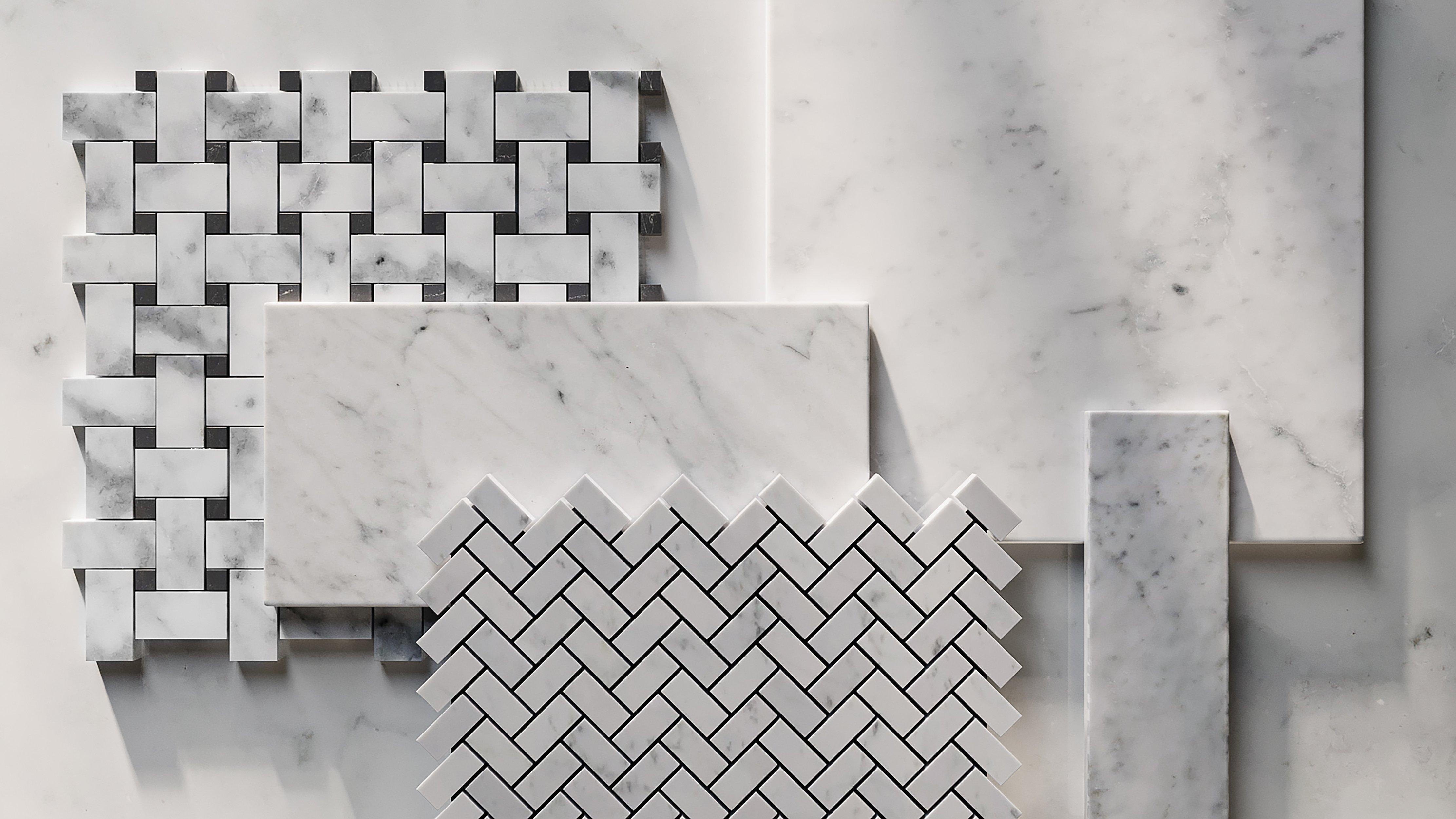 Bianco Carrara Basketweave Polished Marble Mosaic