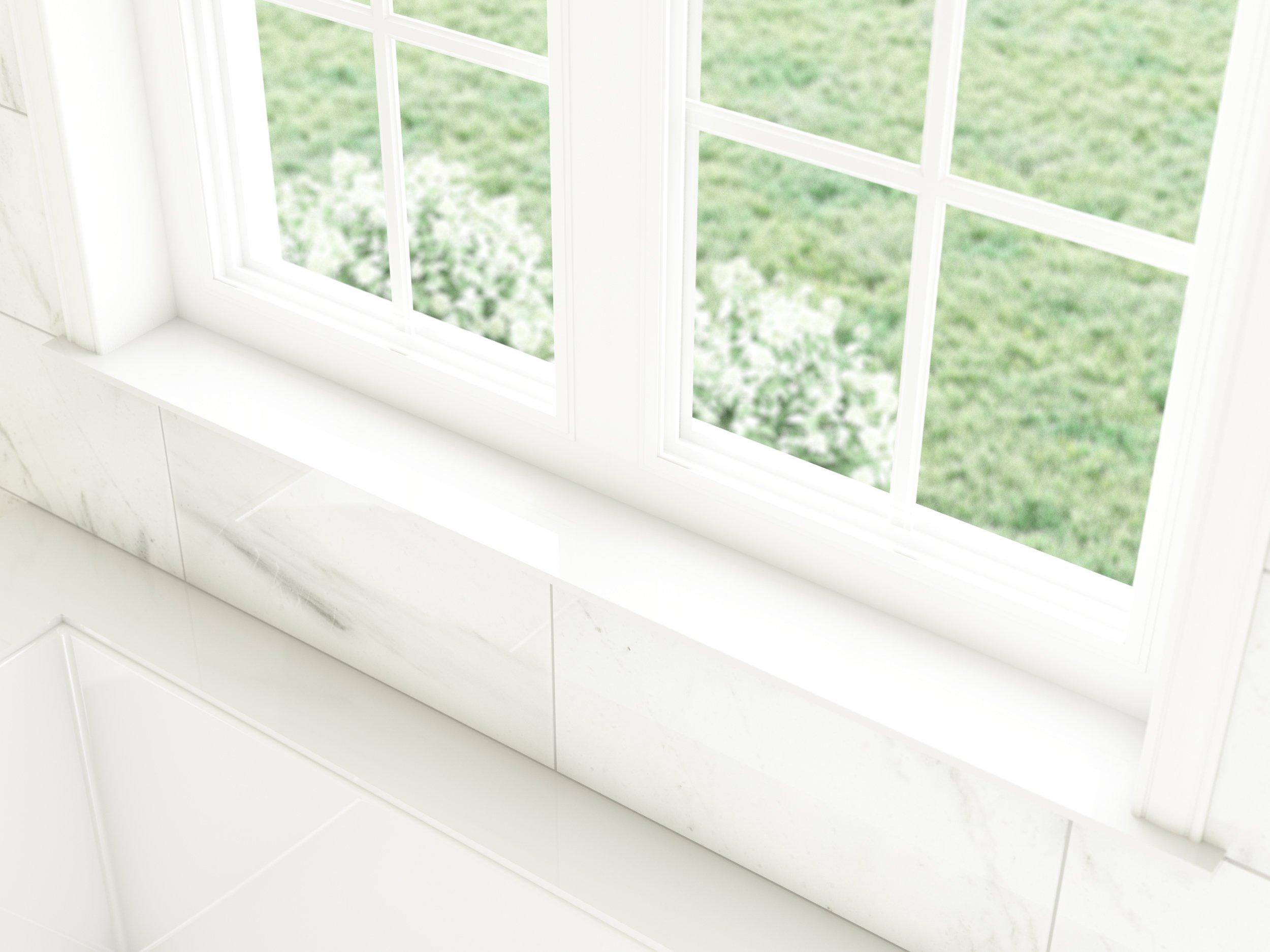 Pure White Glass Window Sill