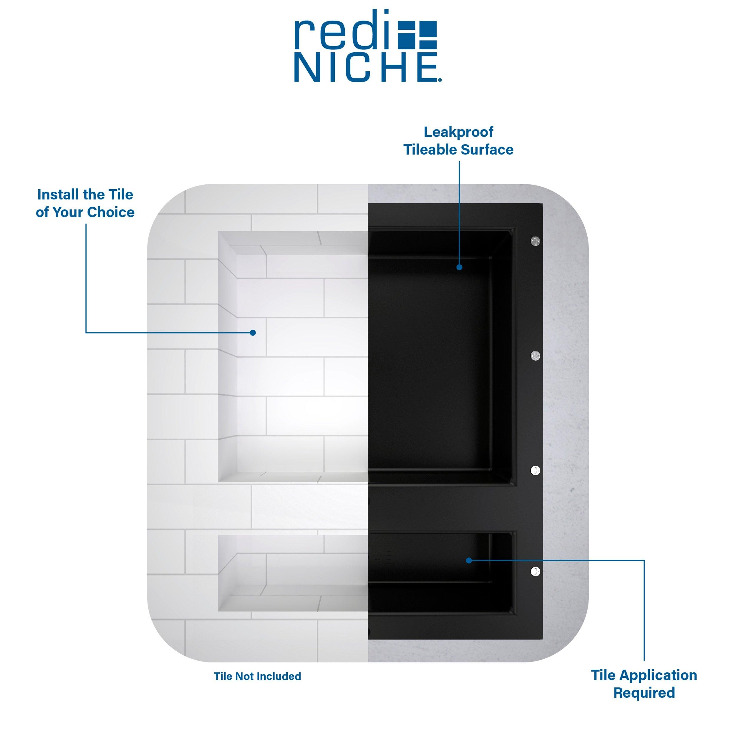 TRM Large Double Shower Cube Ready for Tile Waterproof Leakproof 25 x 17 Bathroom Recessed Dual Shelf NICHE Organizer Storage