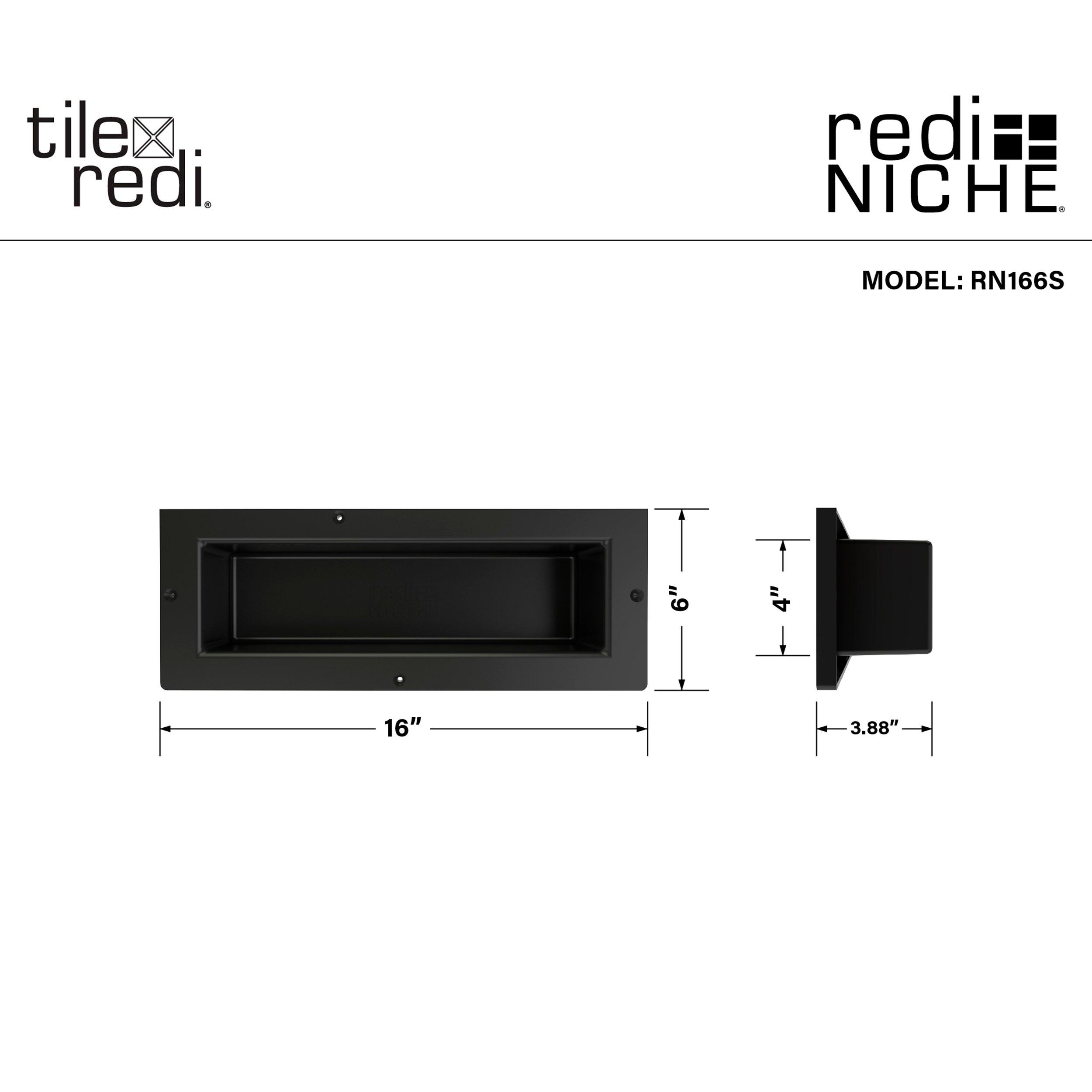 Tile Redi USA RND1616-14 - Ripiano Doppio Per Doccia Redi Niche, Altezza 14 Pollici, 40,6x28 Cm, In ABS, Capacità Max 4,5 Kg, Facile Da Installare, Colore Bianco - 3