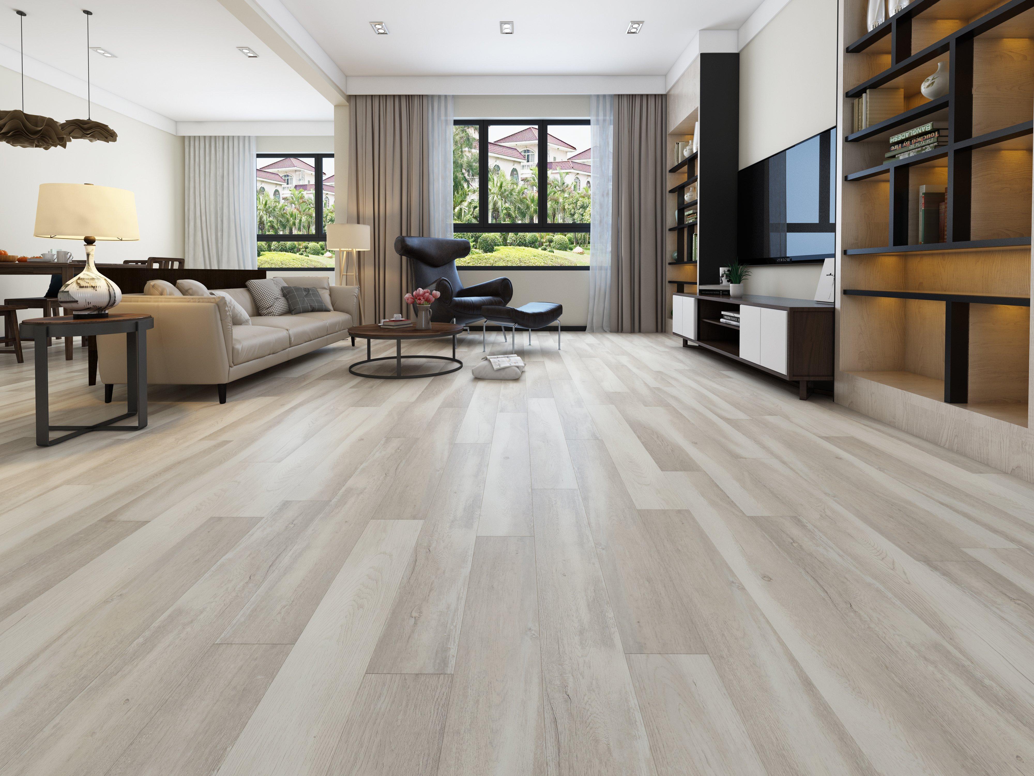 Vintage White Embossed in Register Laminate Floor and Decor