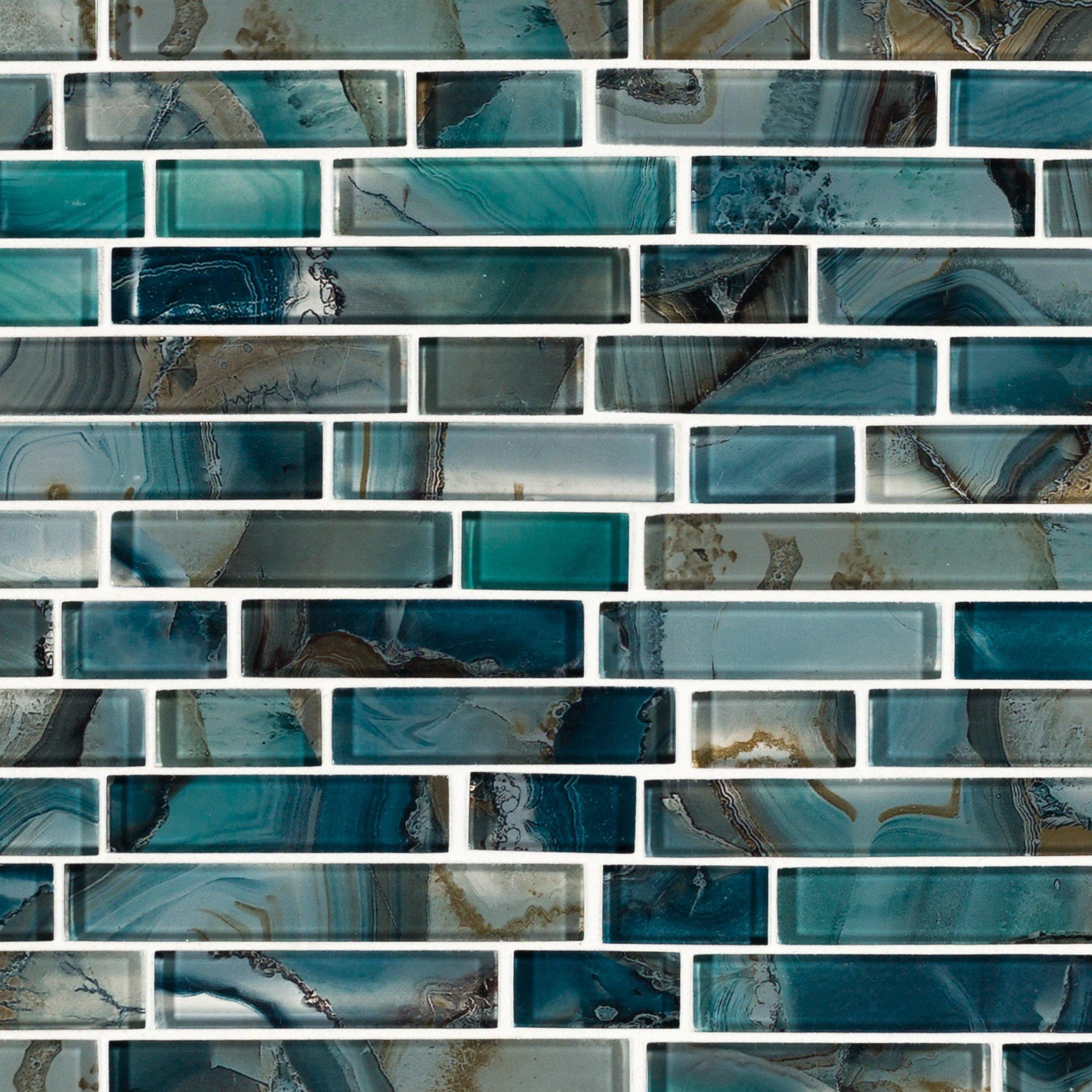 Harbour Island Polished Linear Mosaic, Linear Mosaic Glass Tile