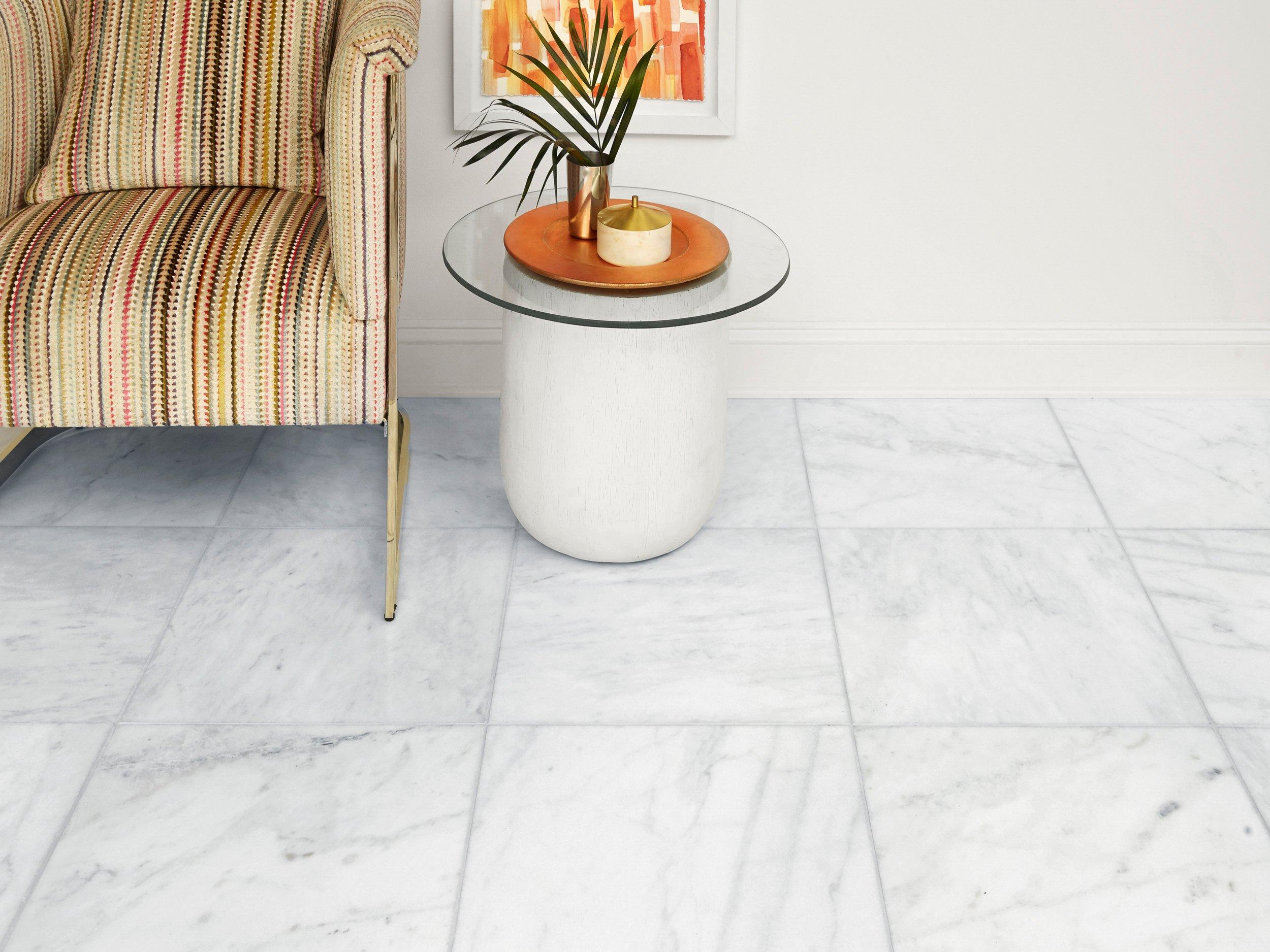 Ocean White Honed Marble Tile