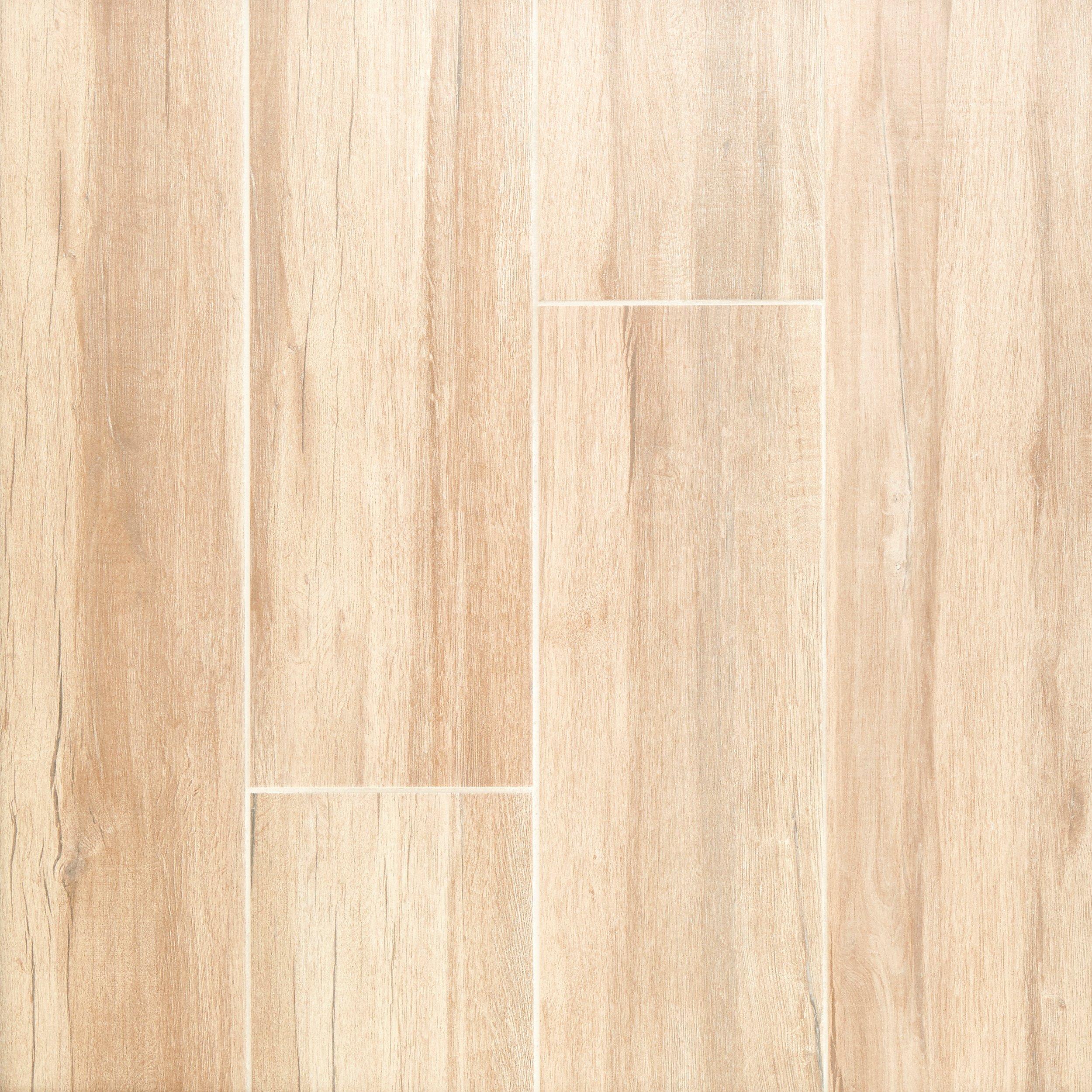 Floor & Decor | Woodville Natural Wood Plank Porcelain Tile, 12 x 59, Beige, 10 mm Thick