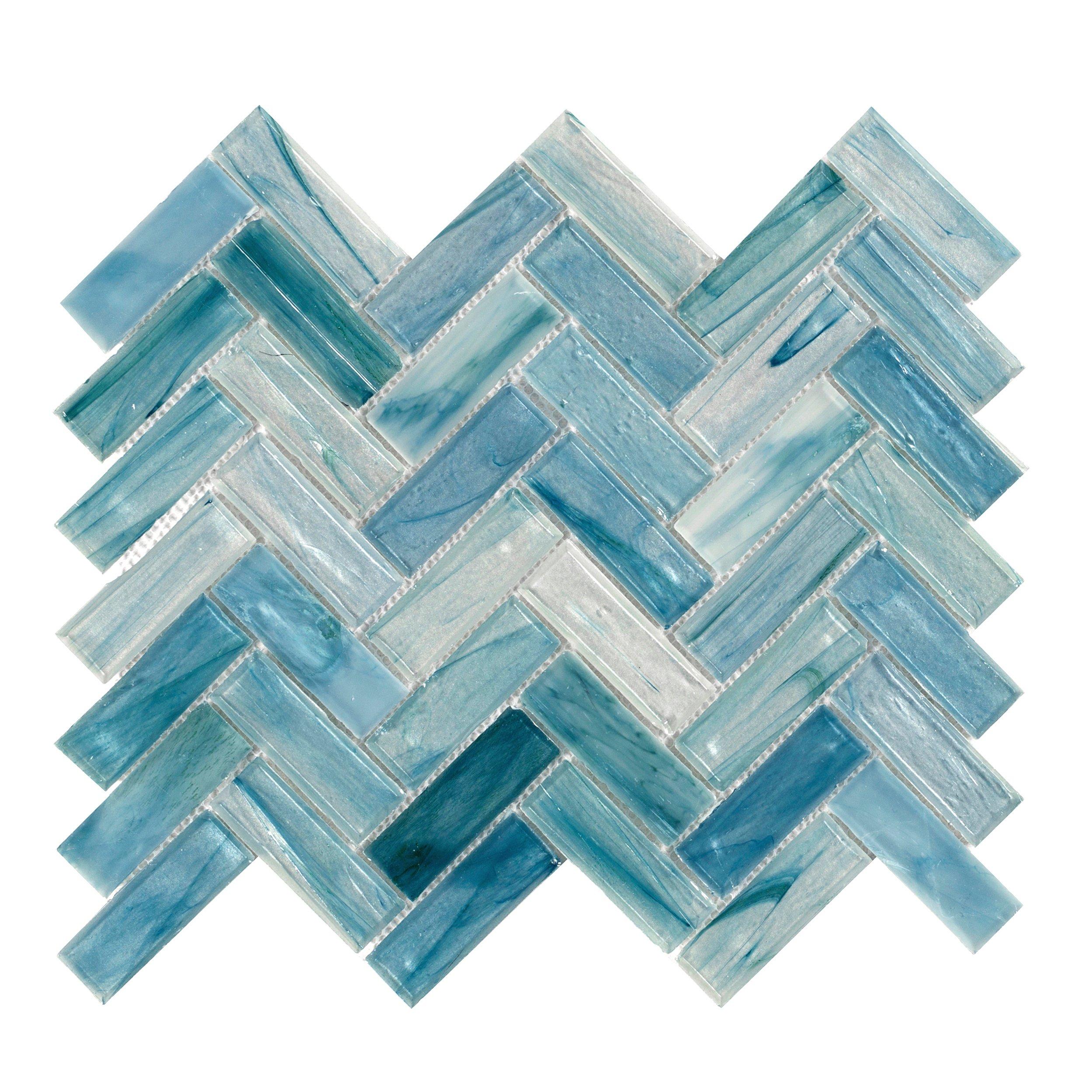 Neptune Herringbone Matte Glass Mosaic