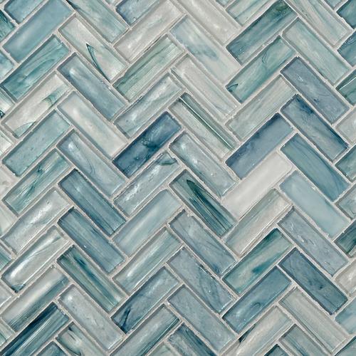 Neptune Herringbone Matte Glass Mosaic, Glass Tile Floor And Decor